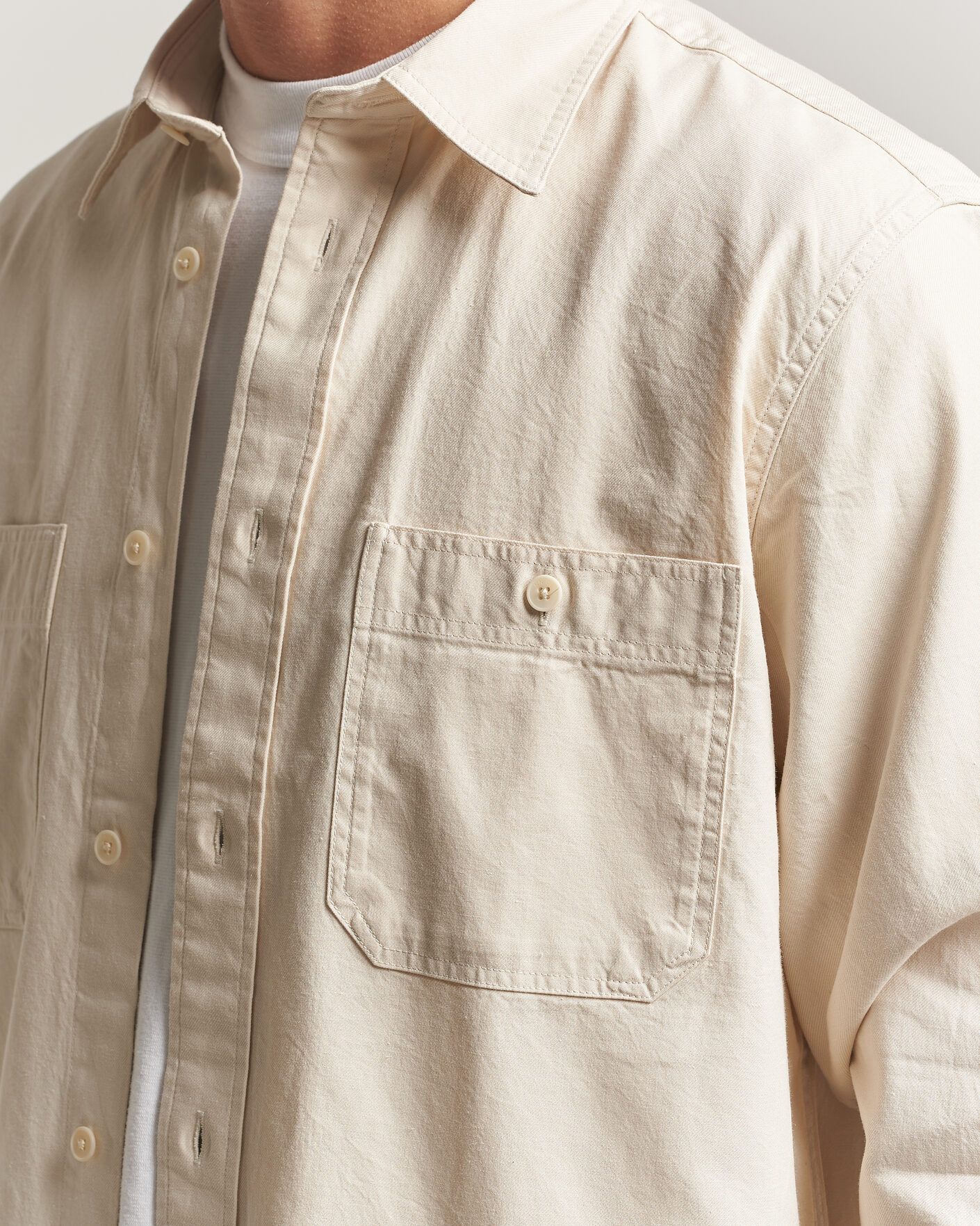 Men | Shirts | NN07 | Colby Twill Overshirt Ivory