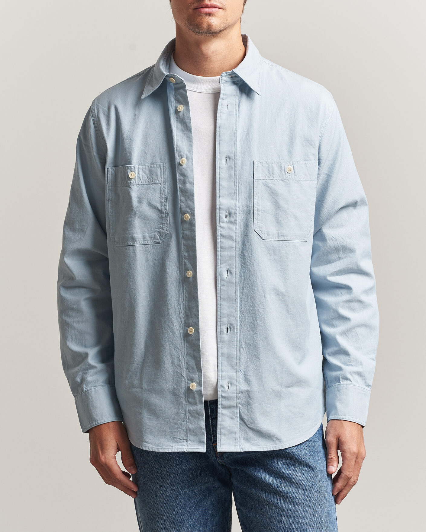 Men | Shirts | NN07 | Colby Twill Overshirt Sky Mist