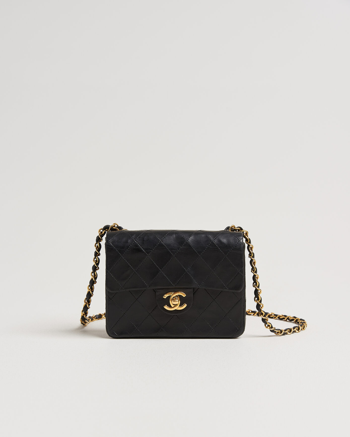Men | Chanel Pre-Owned Classic Mini Single Flap Square Bag Black | Chanel Pre-Owned | Classic Mini Single Flap Square Bag Black