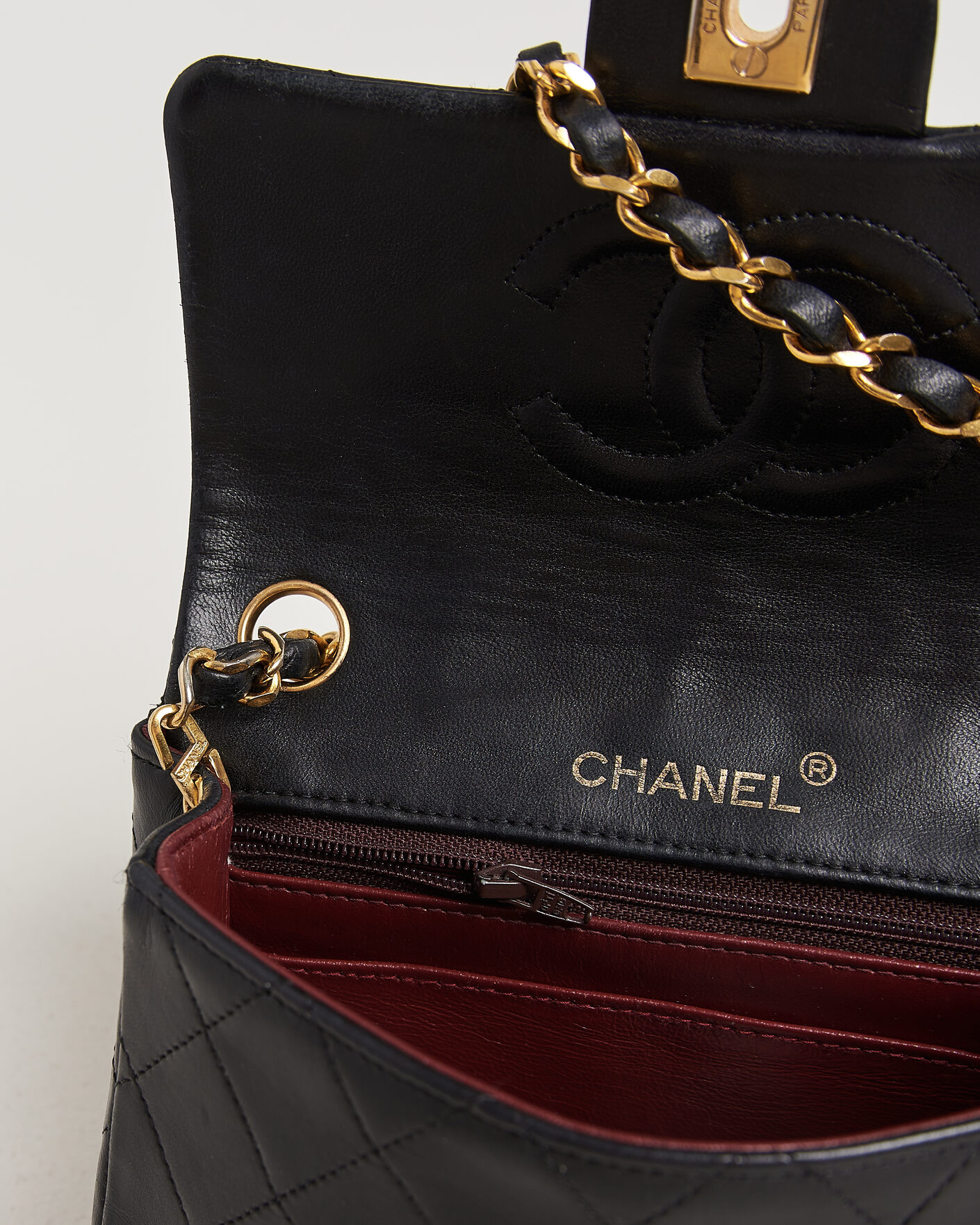 Men | Chanel Pre-Owned Classic Mini Single Flap Square Bag Black | Chanel Pre-Owned | Classic Mini Single Flap Square Bag Black