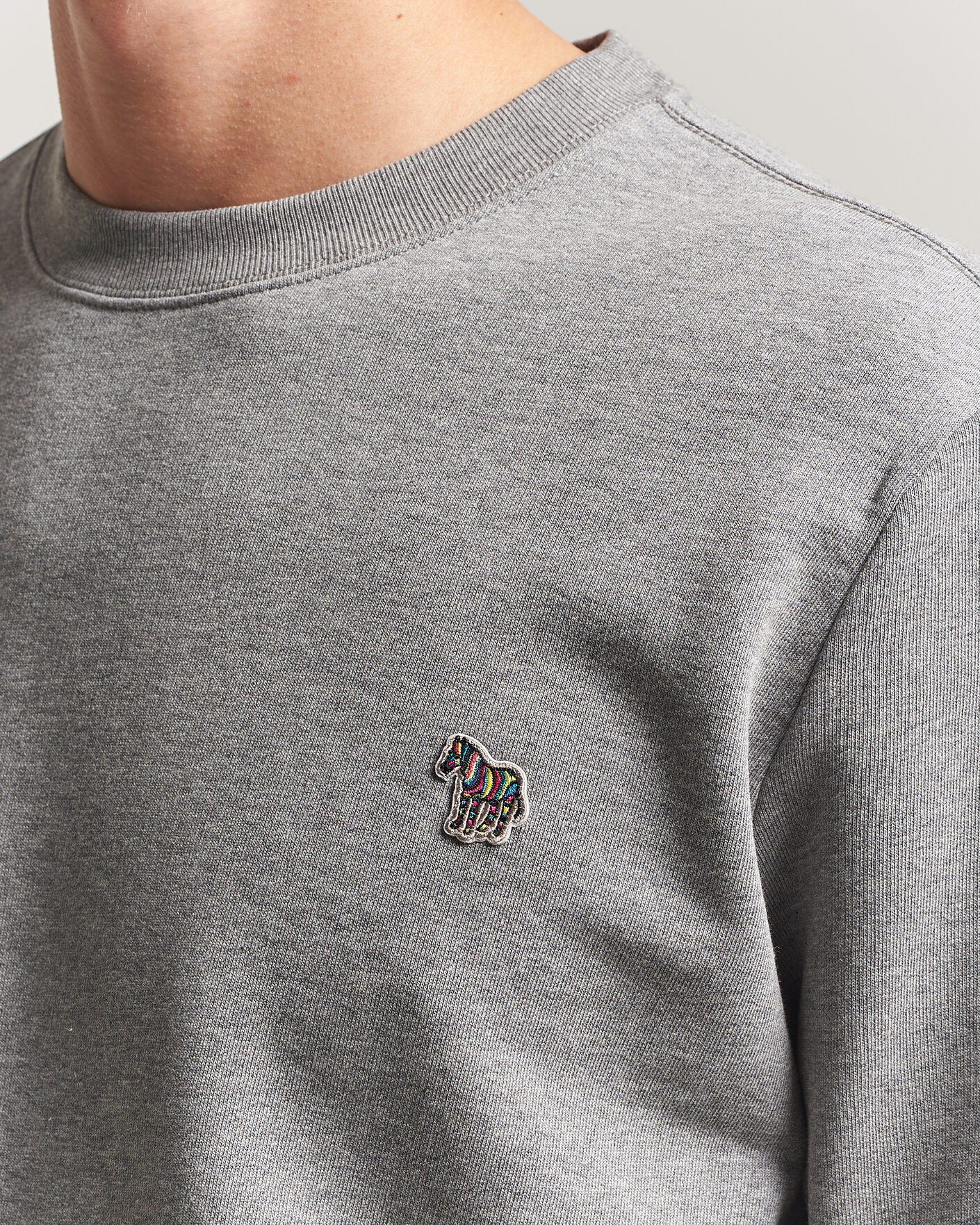 Men | Sweaters & Knitwear | PS Paul Smith | Zebra Organic Cotton Sweatshirt Grey Melange