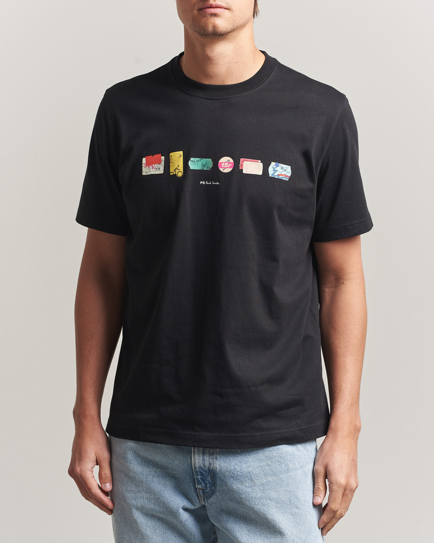 Men | T-Shirts | PS Paul Smith | In A Row Crew Neck T-Shirt Black