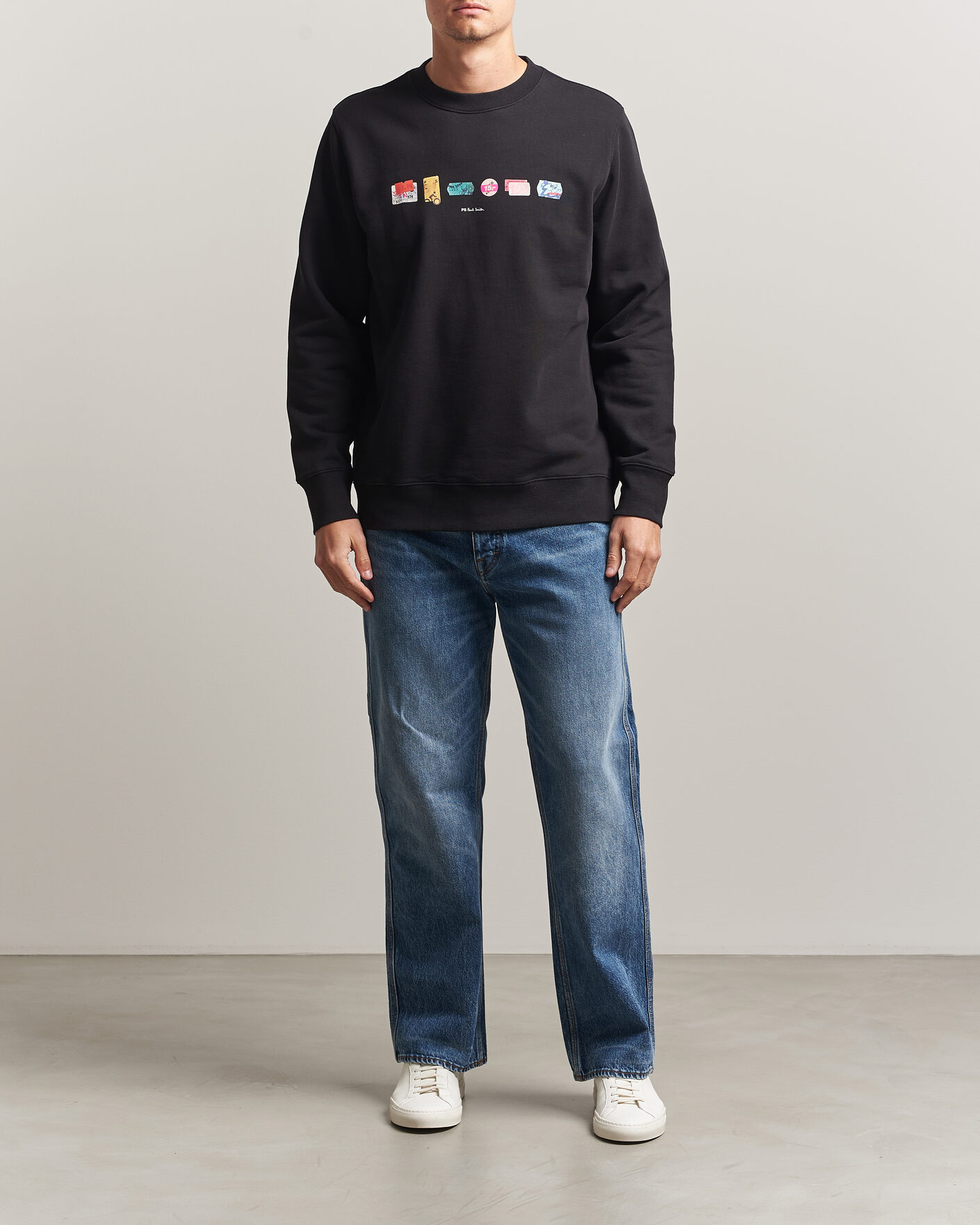 Men | Sweaters & Knitwear | PS Paul Smith | In A Row Crew Neck Sweatshirt Black