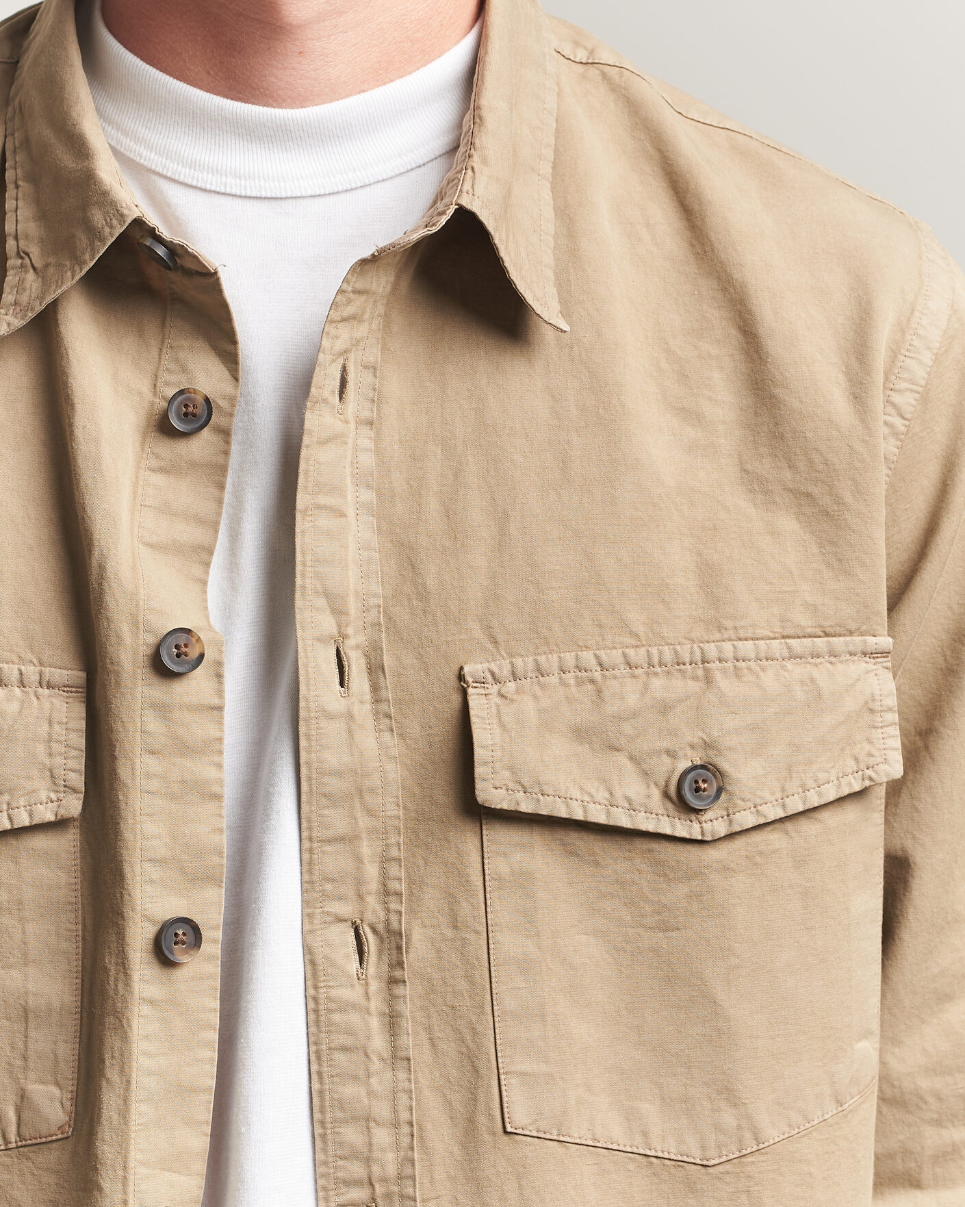 Men | Shirts | PS Paul Smith | Casual Fit Cotton Overshirt Beige