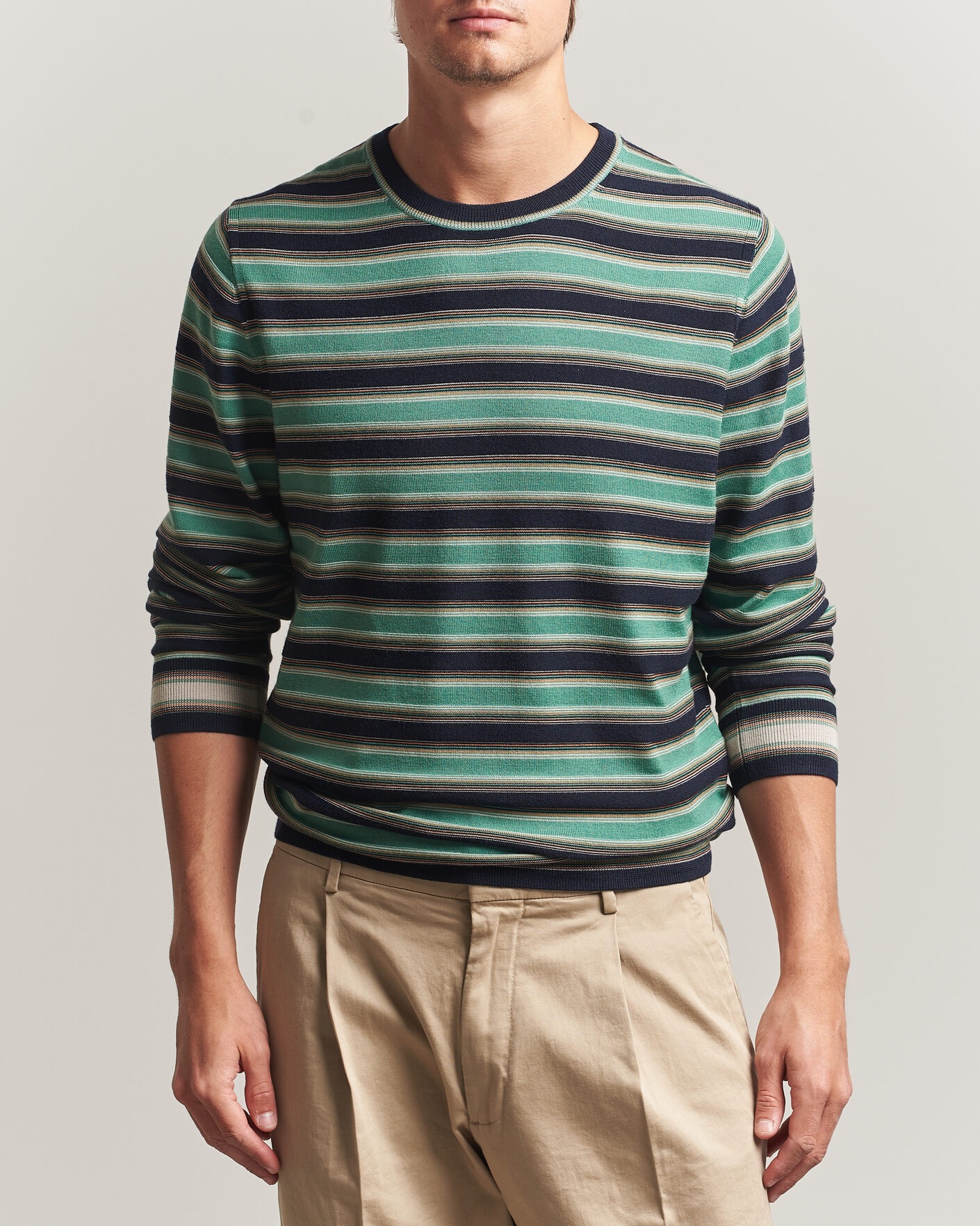 Men | Sweaters & Knitwear | PS Paul Smith | Merino Wool Knitted Striped Sweater Green