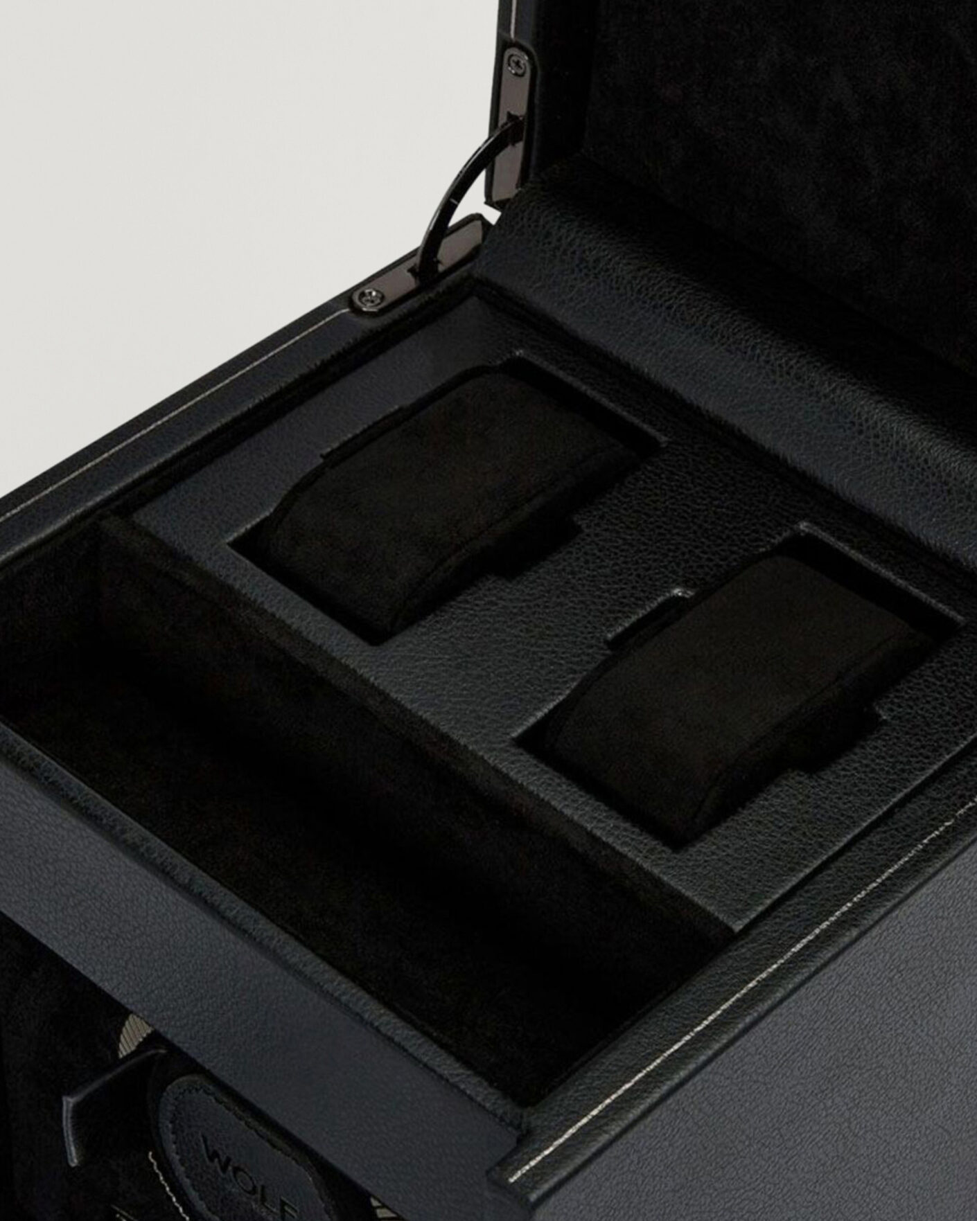 Men | WOLF British Racing Single Watch Winder With Storage Black | WOLF | British Racing Single Watch Winder With Storage Black