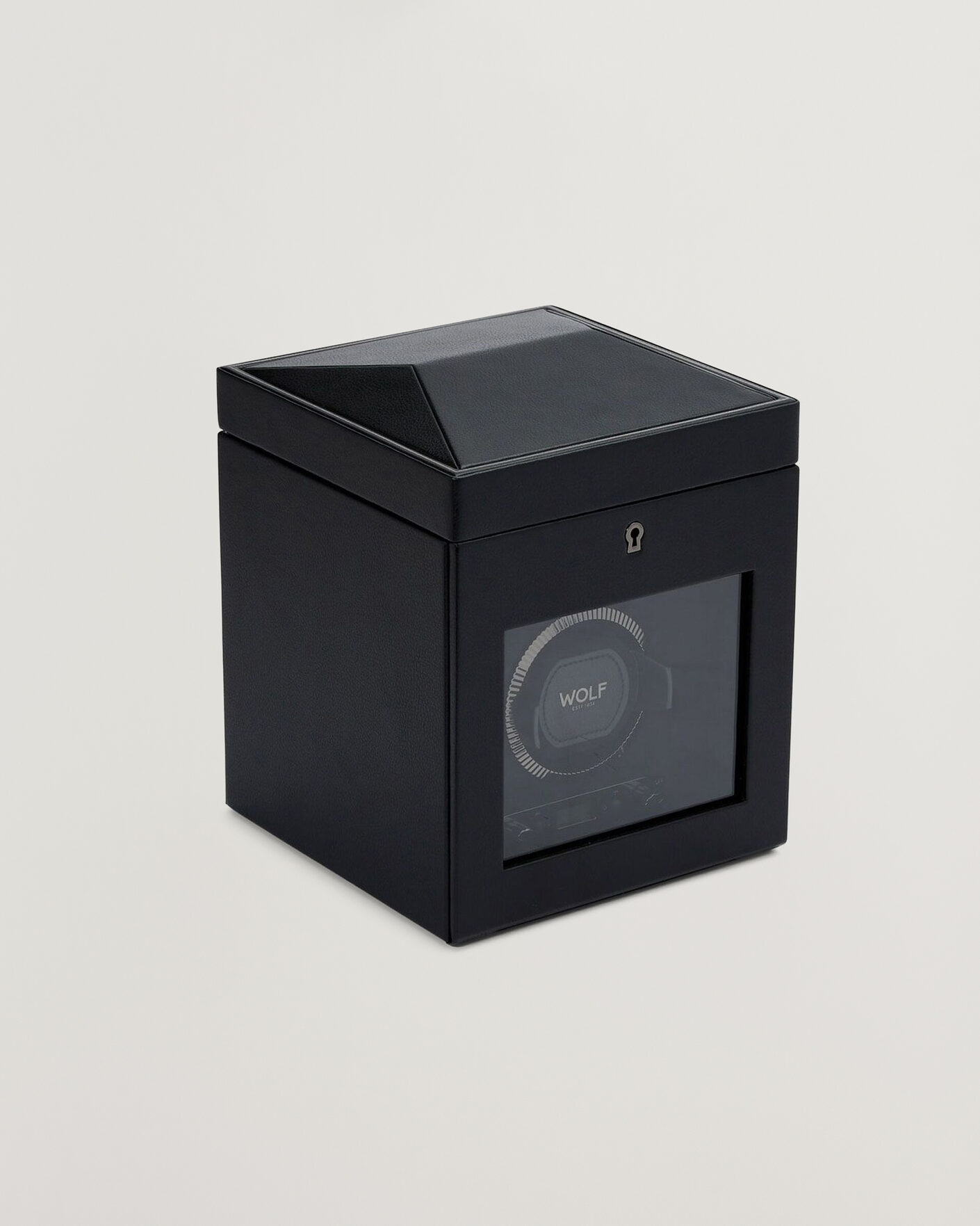 Men | WOLF British Racing Single Watch Winder With Storage Black | WOLF | British Racing Single Watch Winder With Storage Black