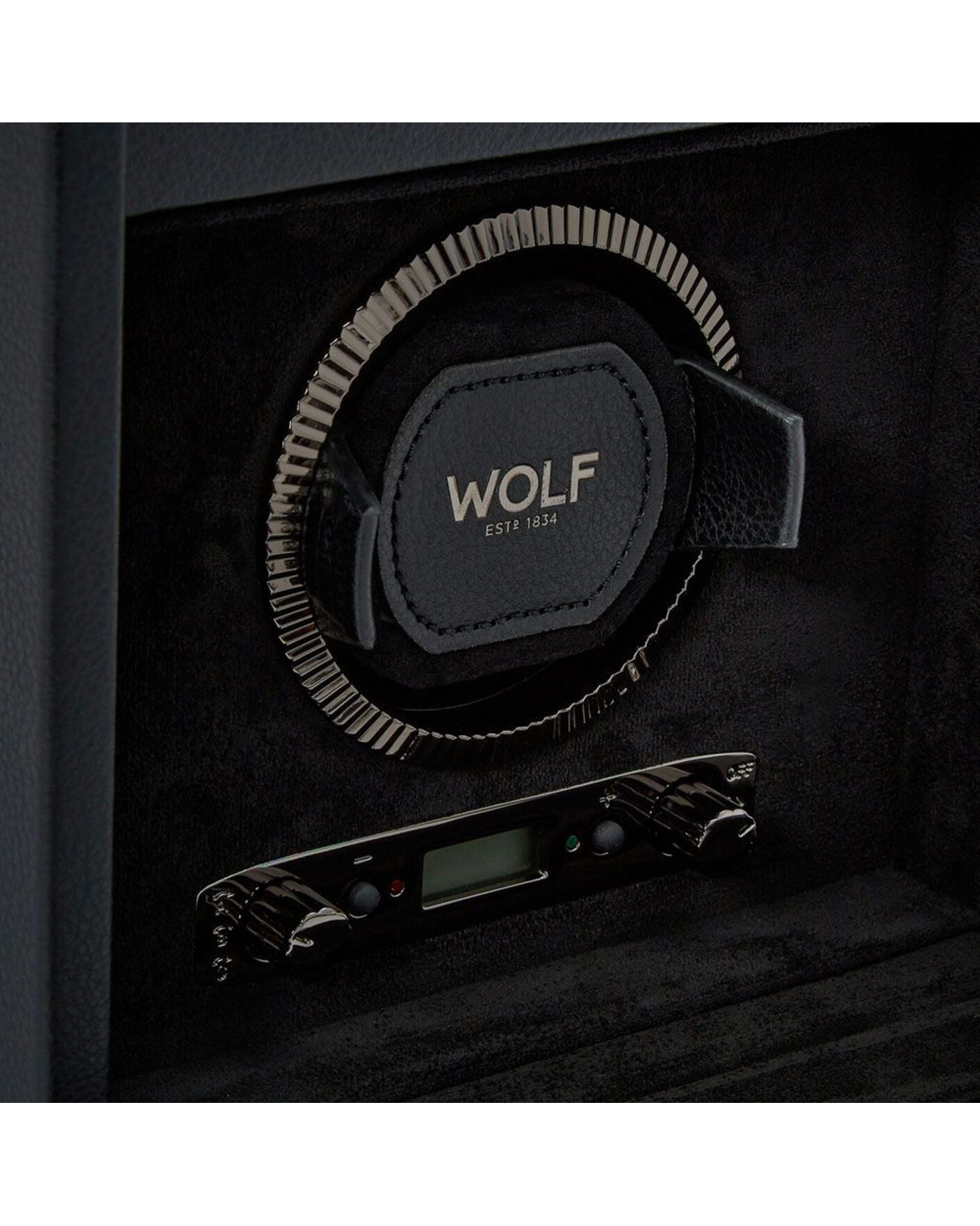 Men | Watch & Jewellery Boxes | WOLF | British Racing Single Watch Winder With Storage Black
