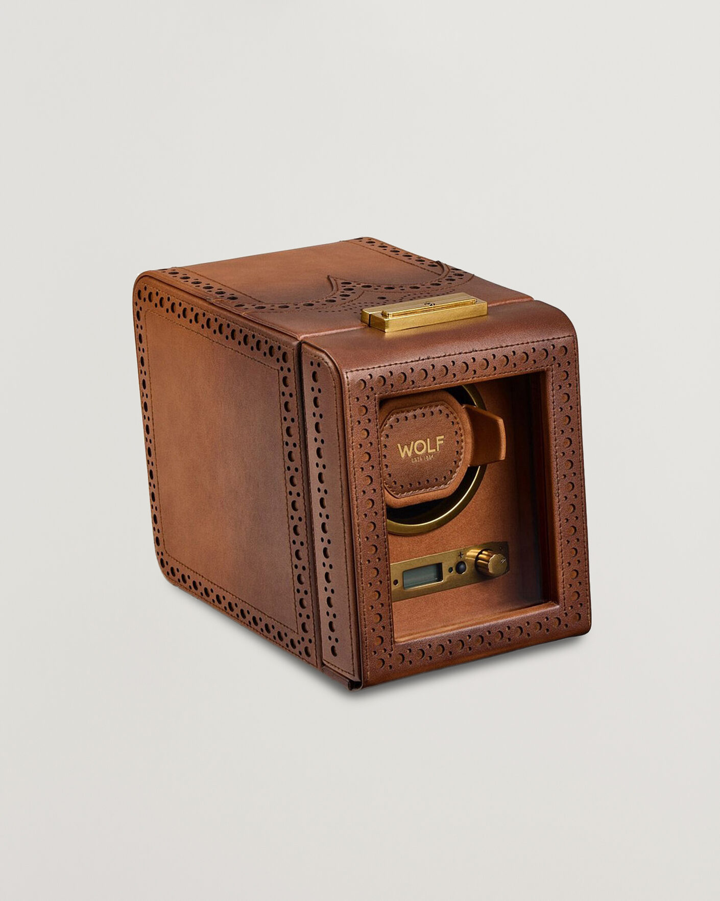 Men | Watch & Jewellery Boxes | WOLF | Brouge Single Watch Winder Burnished Brown