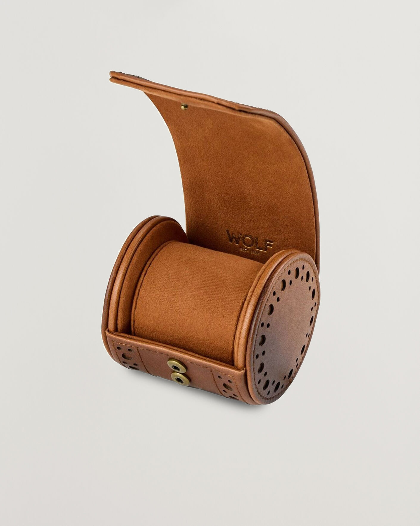 Men | Watch & Jewellery Boxes | WOLF | Brouge Single Watch Roll Burnished Brown