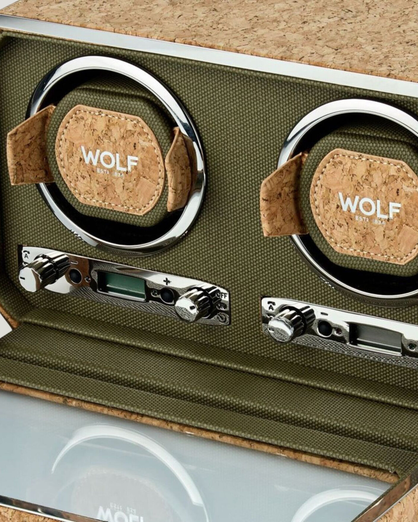 Men | Watch & Jewellery Boxes | WOLF | Cortica Double Watch Winder Cork
