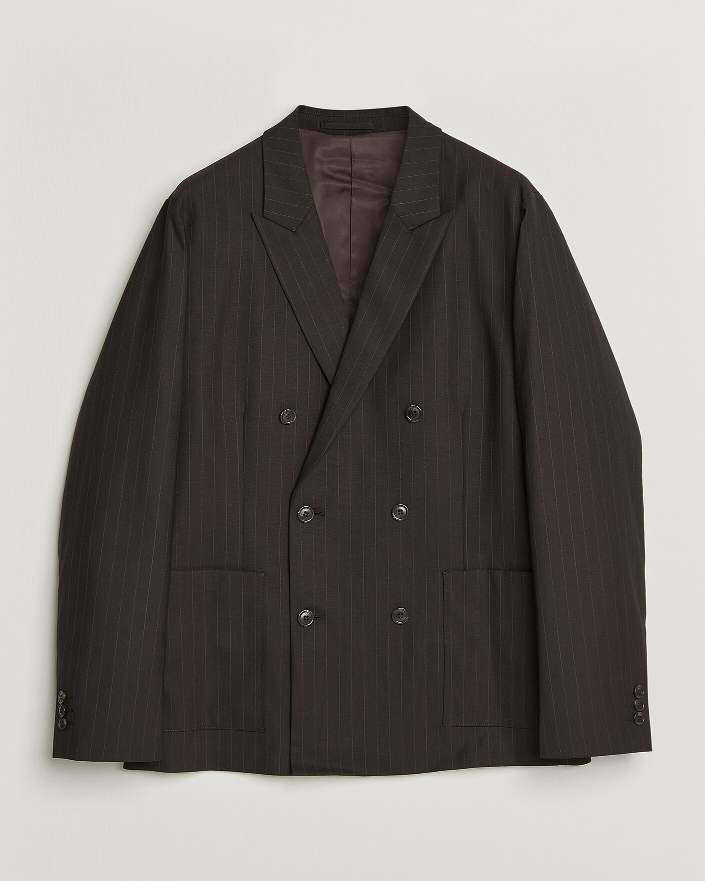 Men | Blazers | NN07 | Jordin Pinstriped Double Breasted Blazer Dark Brown