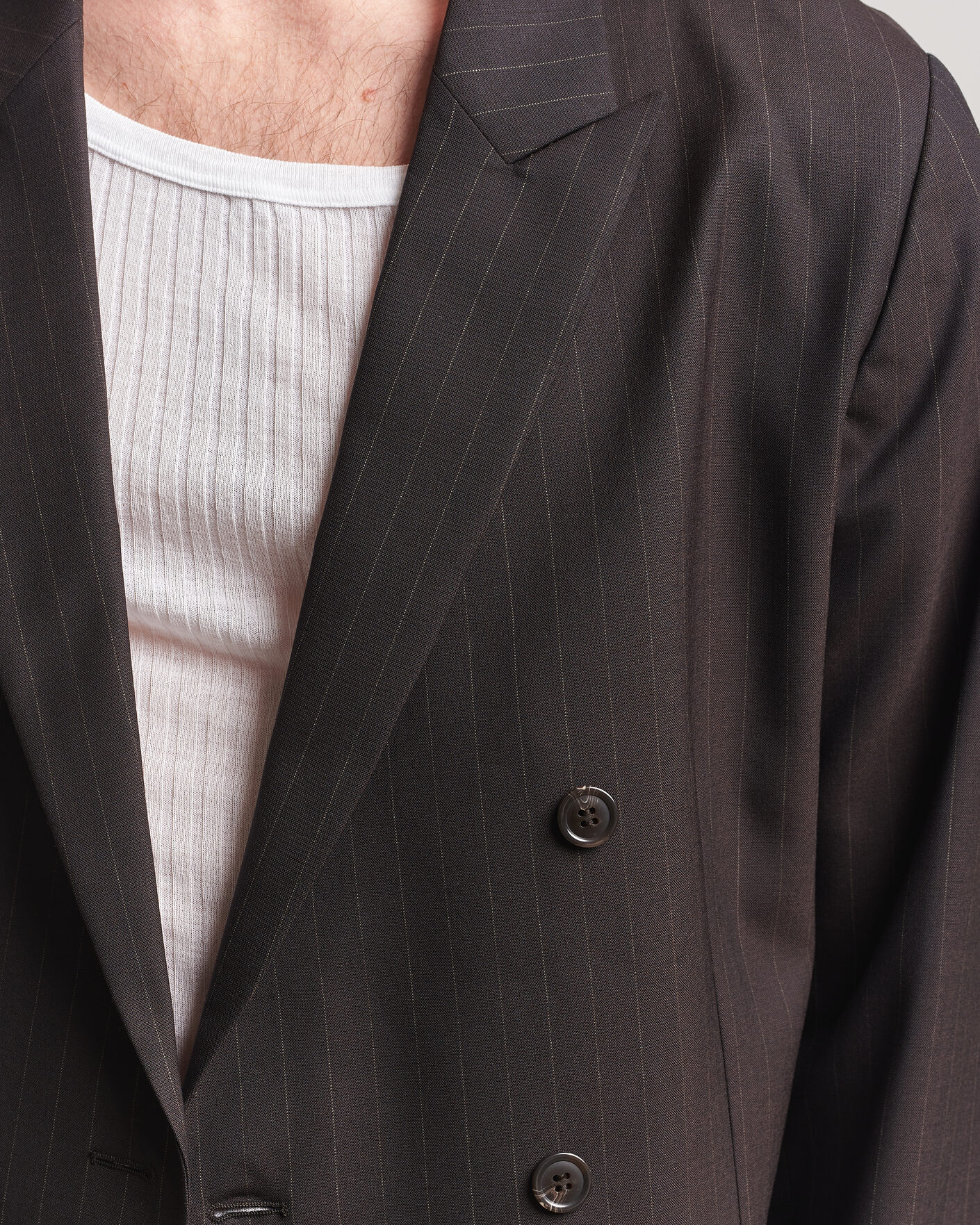 Men | Blazers | NN07 | Jordin Pinstriped Double Breasted Blazer Dark Brown
