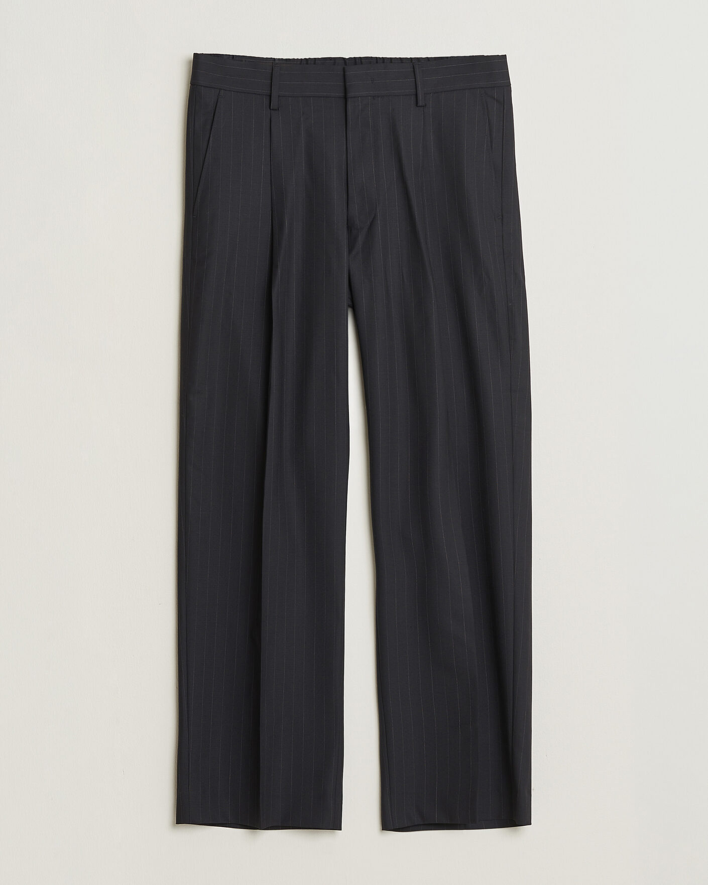 Men | Trousers | NN07 | Kay Pinstriped Pleated Trousers Navy Blue
