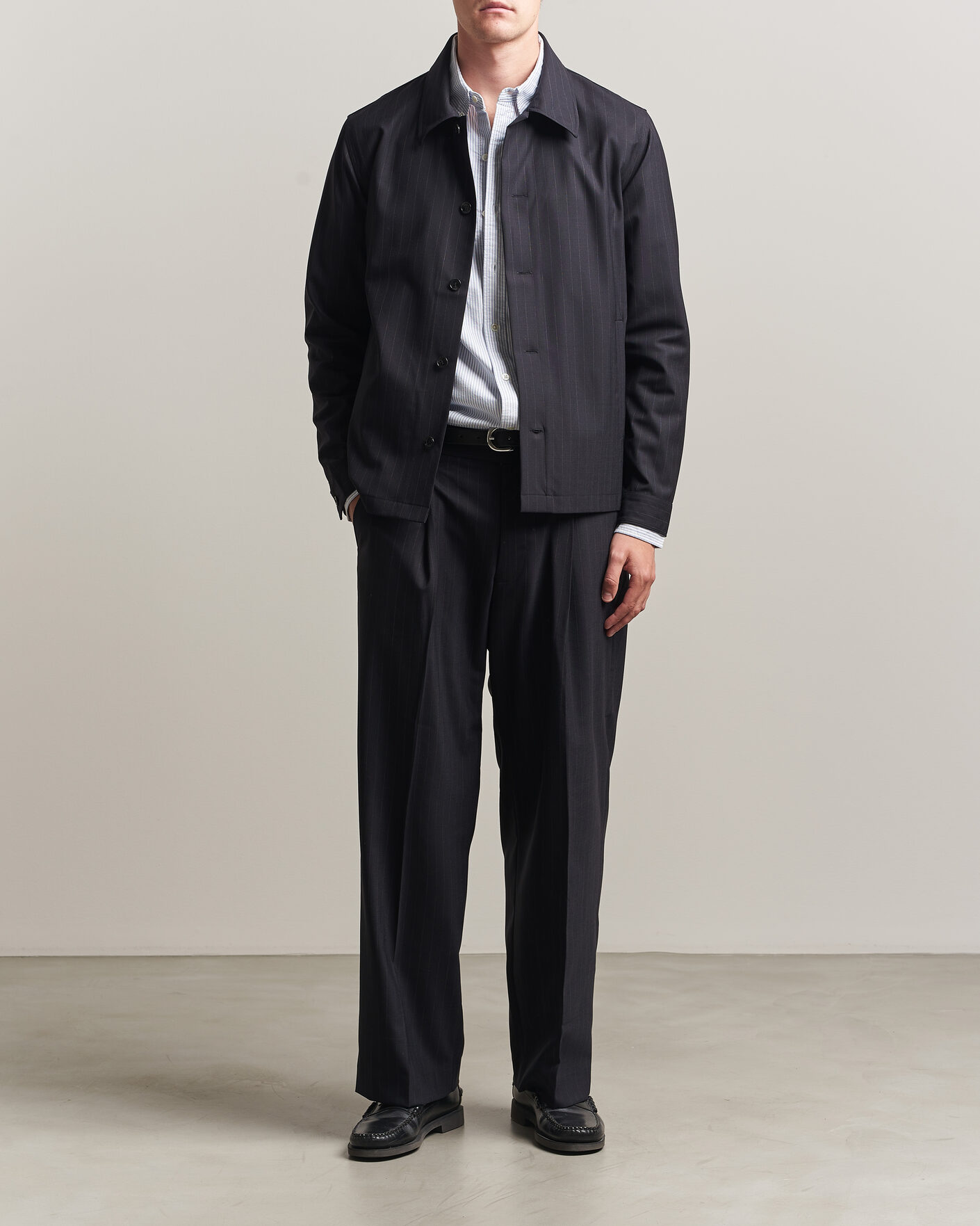 Men |  | NN07 | Zander Pinstriped Overshirt Navy Blue