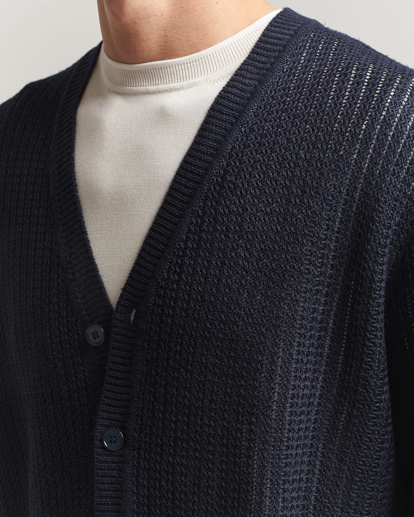 Men | Sweaters & Knitwear | NN07 | Tim Linen Knitted Cardigan Navy Blue