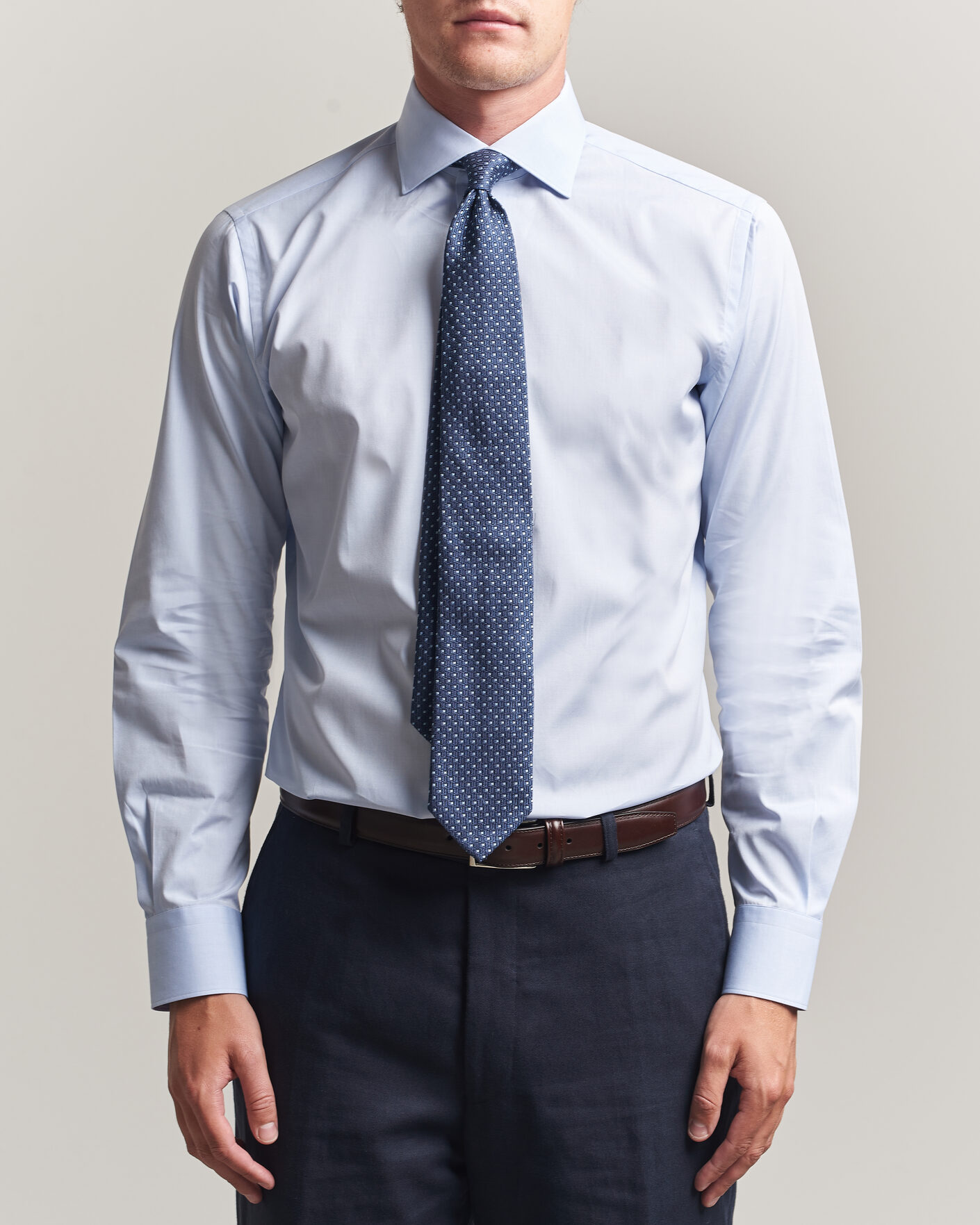 Men | Shirts | Brioni | Poplin Cotton Dress Shirt Light Blue