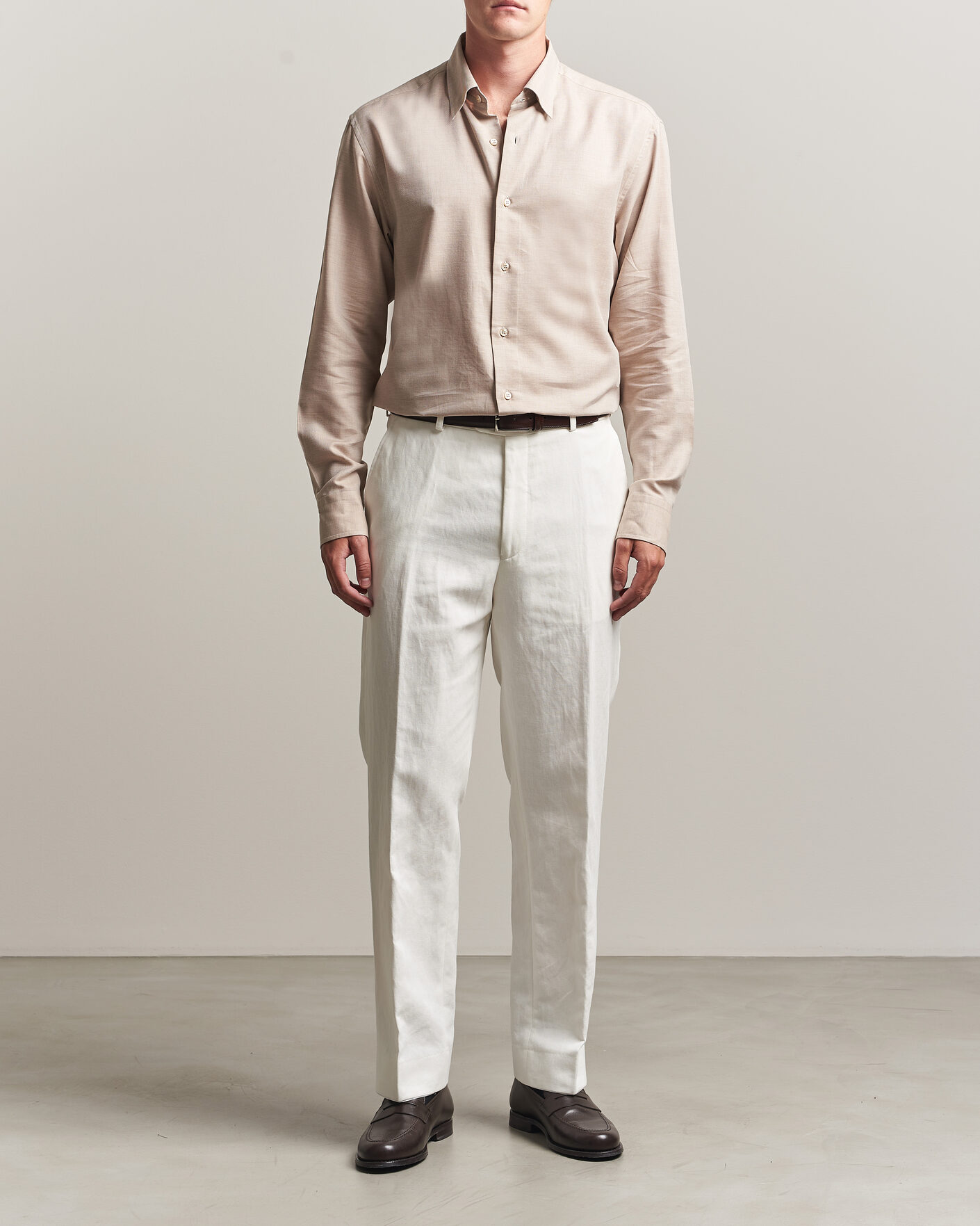 Men | Shirts | Brioni | Cotton/Cashmere Flannel Shirt Beige