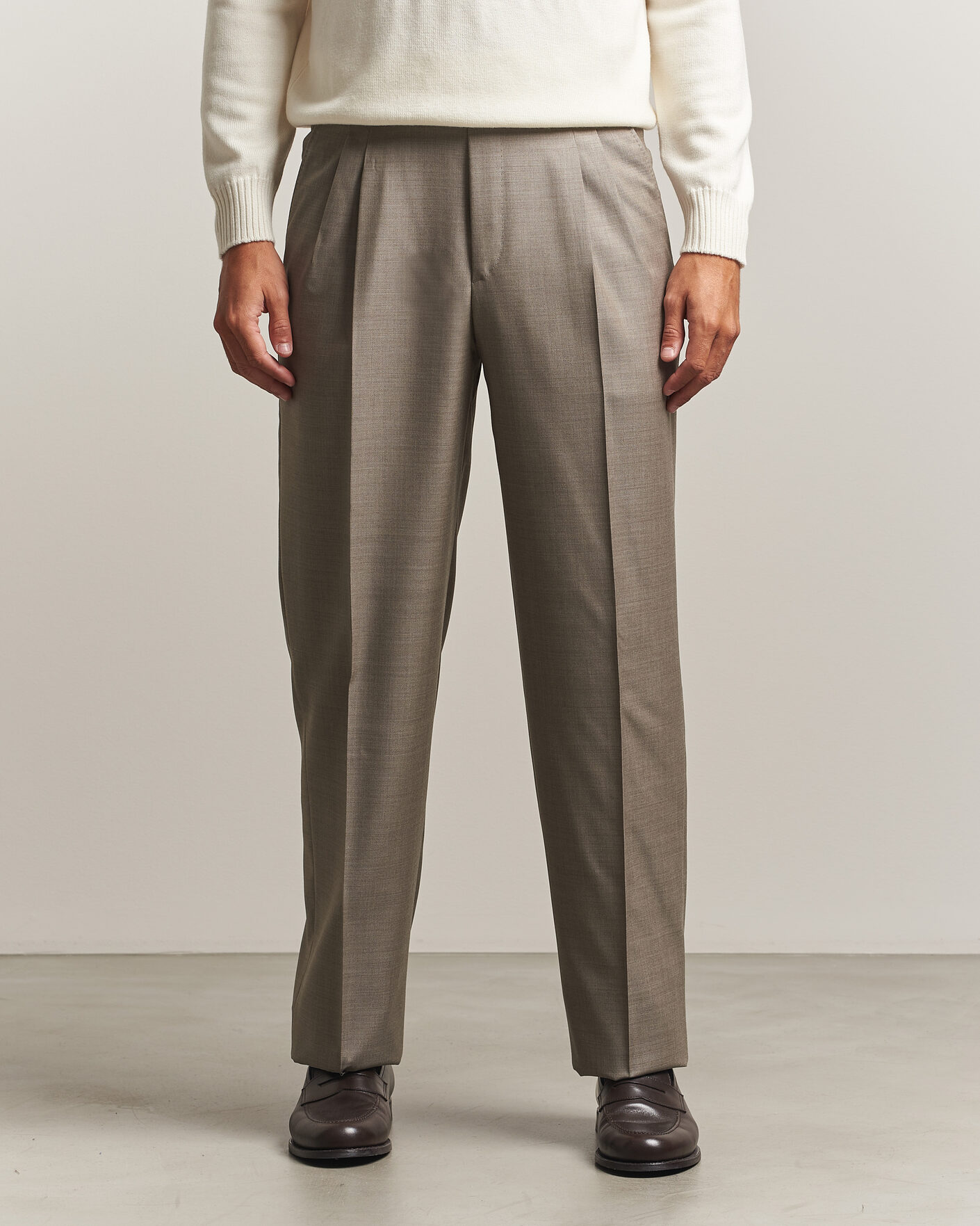 Men | Trousers | Brioni | Capri Wool Trousers Beige
