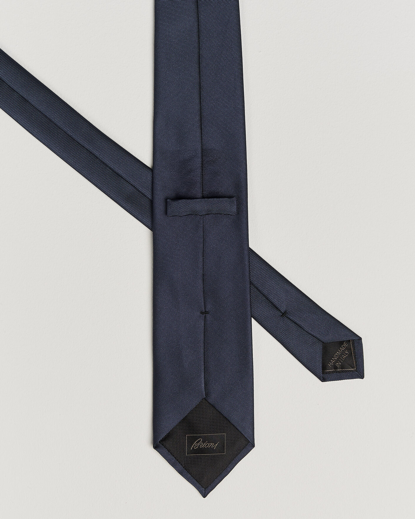 Men | Ties | Brioni | Embroidered Logo Silk Tie Navy