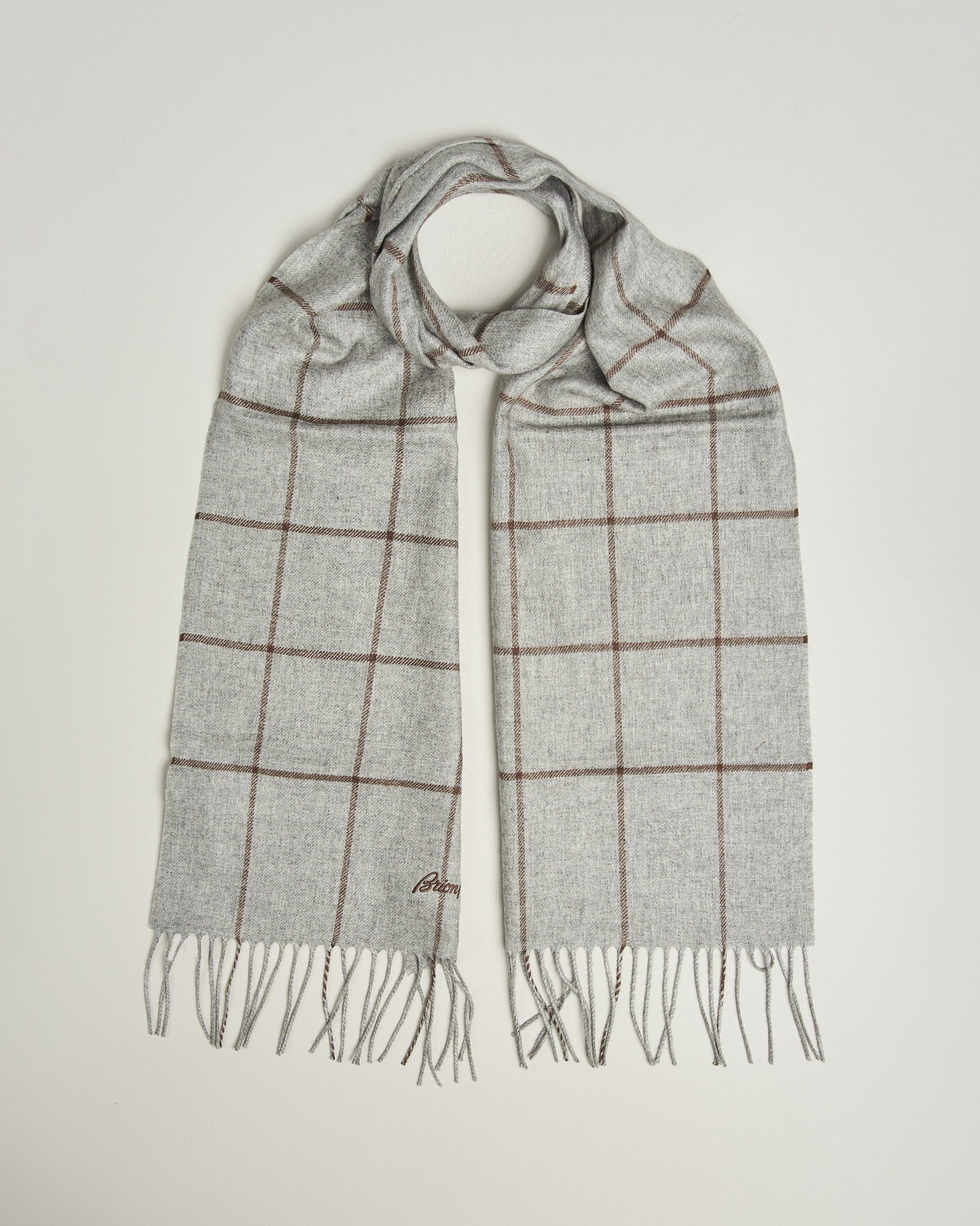 Men | Scarves | Brioni | Cashmere Scarf Grey Check