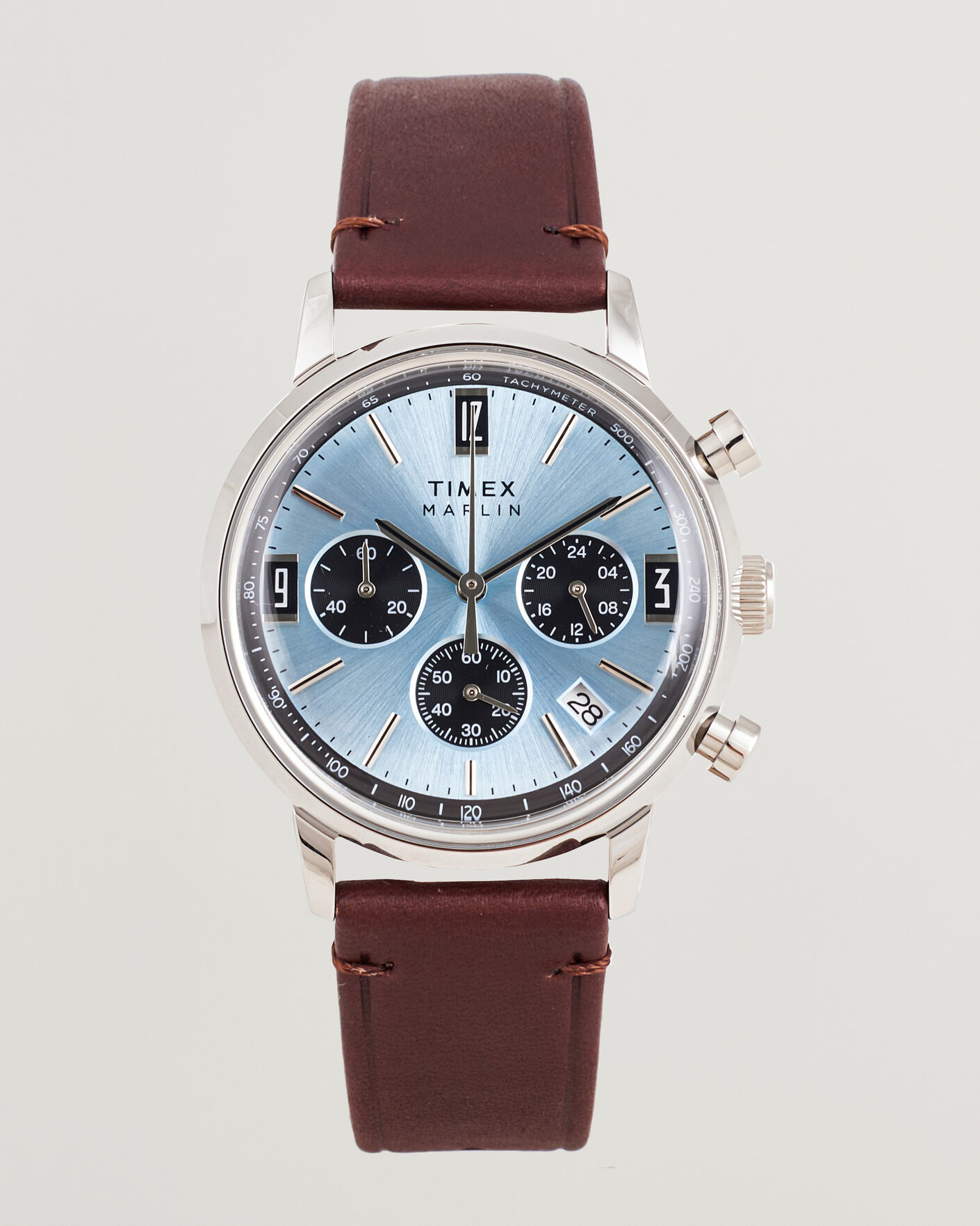 Men | Timex Marlin Quartz Chronograph Leather 40mm Ice Blue Dial | Timex | Marlin Quartz Chronograph Leather 40mm Ice Blue Dial