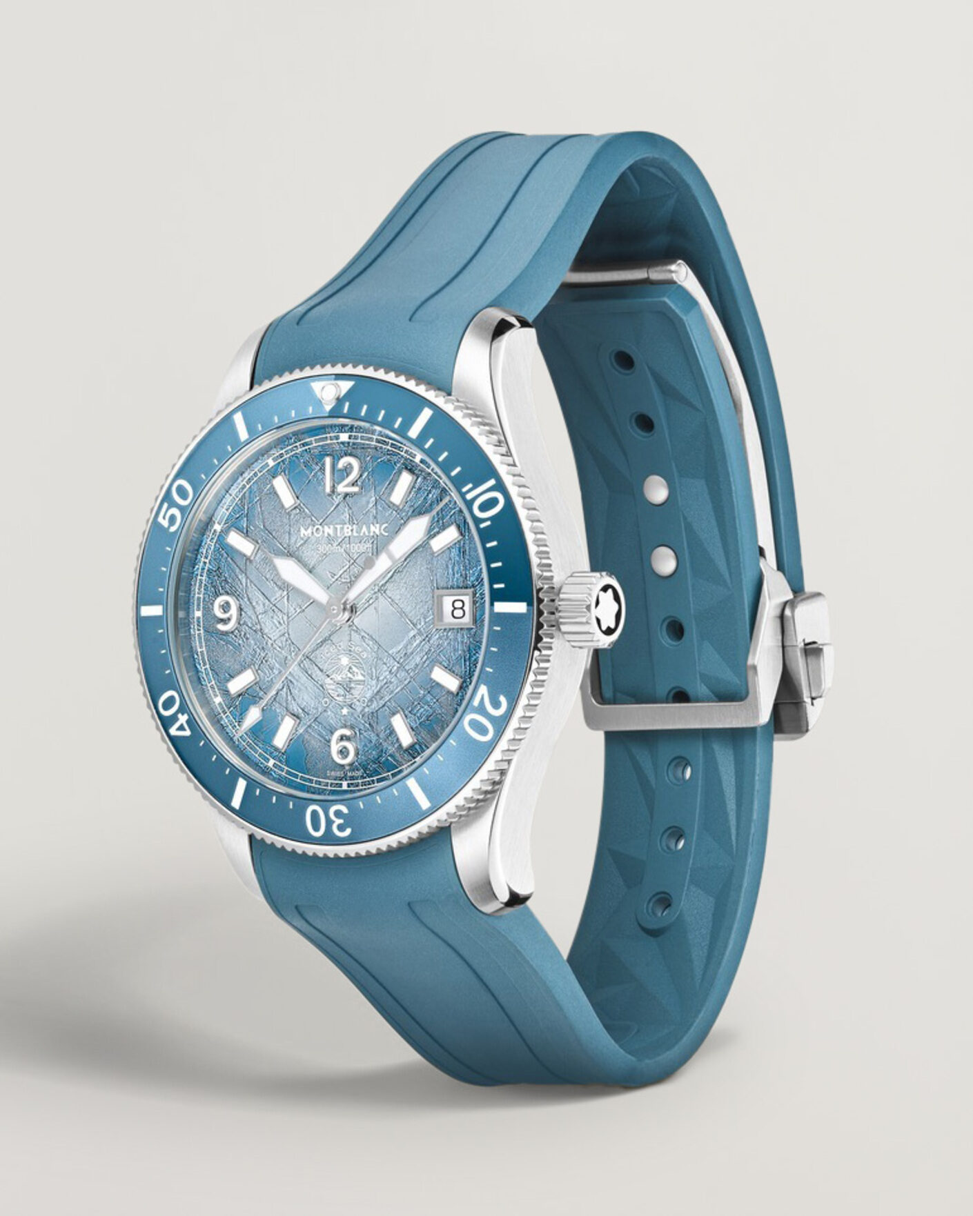 Men | Montblanc Iced Sea Automatic Date 0 Oxygen Rubber Strap Light Blue | Montblanc | Iced Sea Automatic Date 0 Oxygen Rubber Strap Light Blue