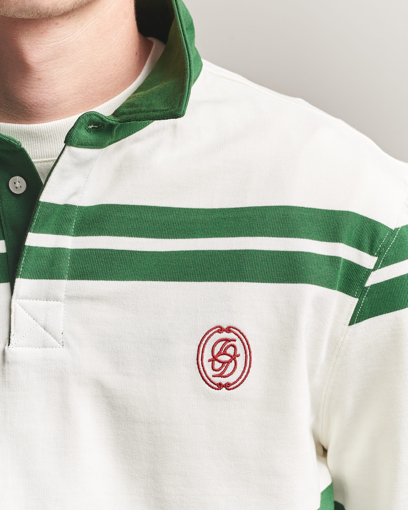 Men | Sweaters & Knitwear | Drôle de Monsieur | Ornament Striped Rugger Water Green