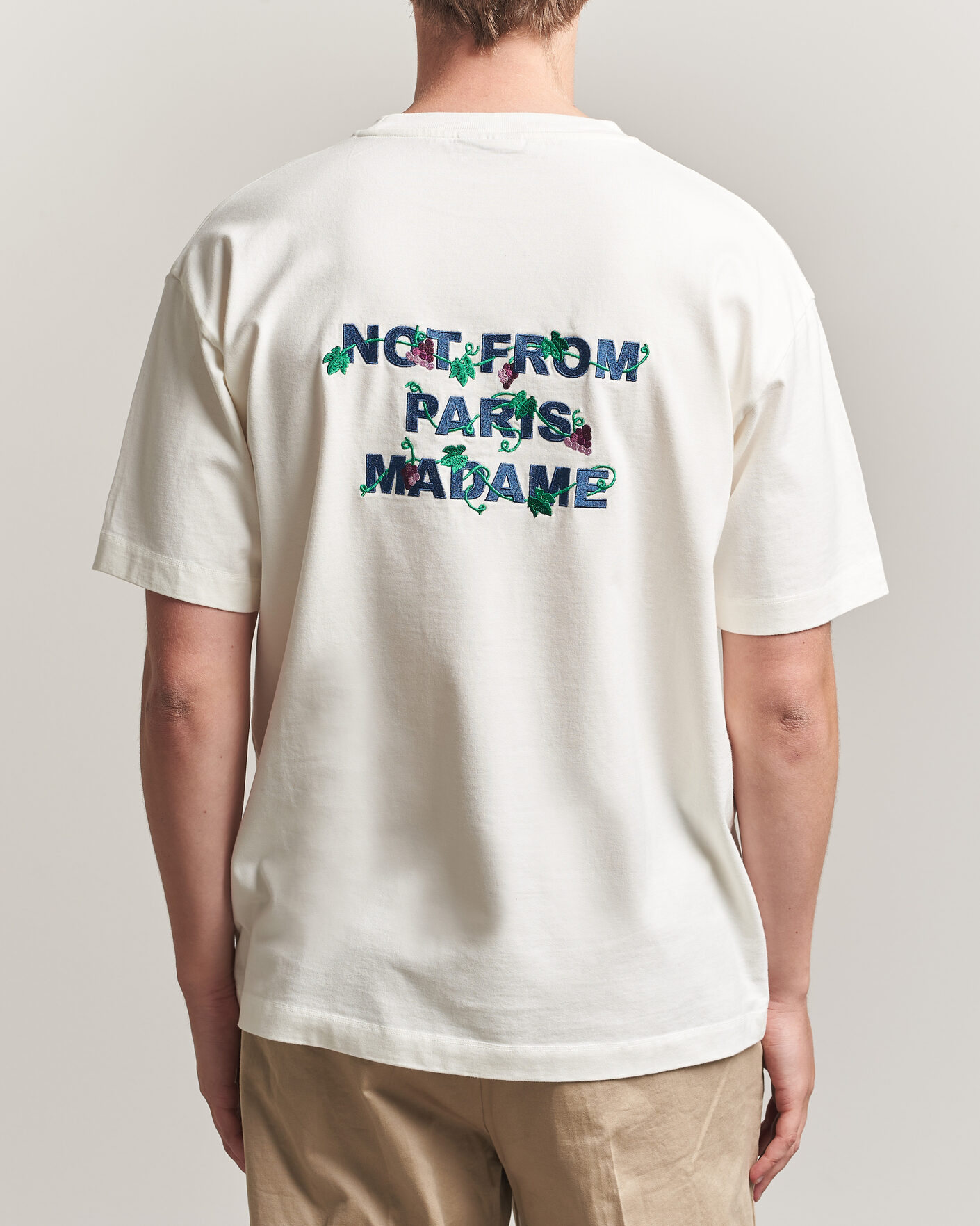 Men | T-Shirts | Drôle de Monsieur | Vine Embroidered Slogan T-Shirt Off White