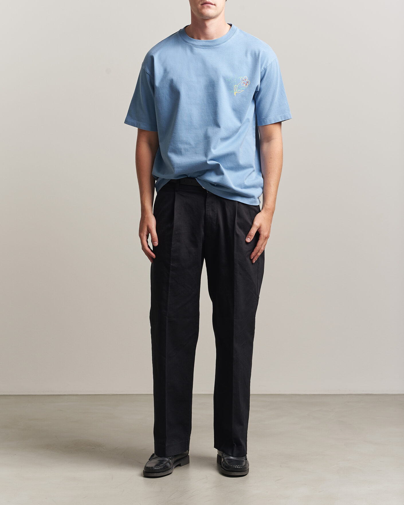 Men | T-Shirts | Drôle de Monsieur | Esquisse Slogan T-shirt Light Blue
