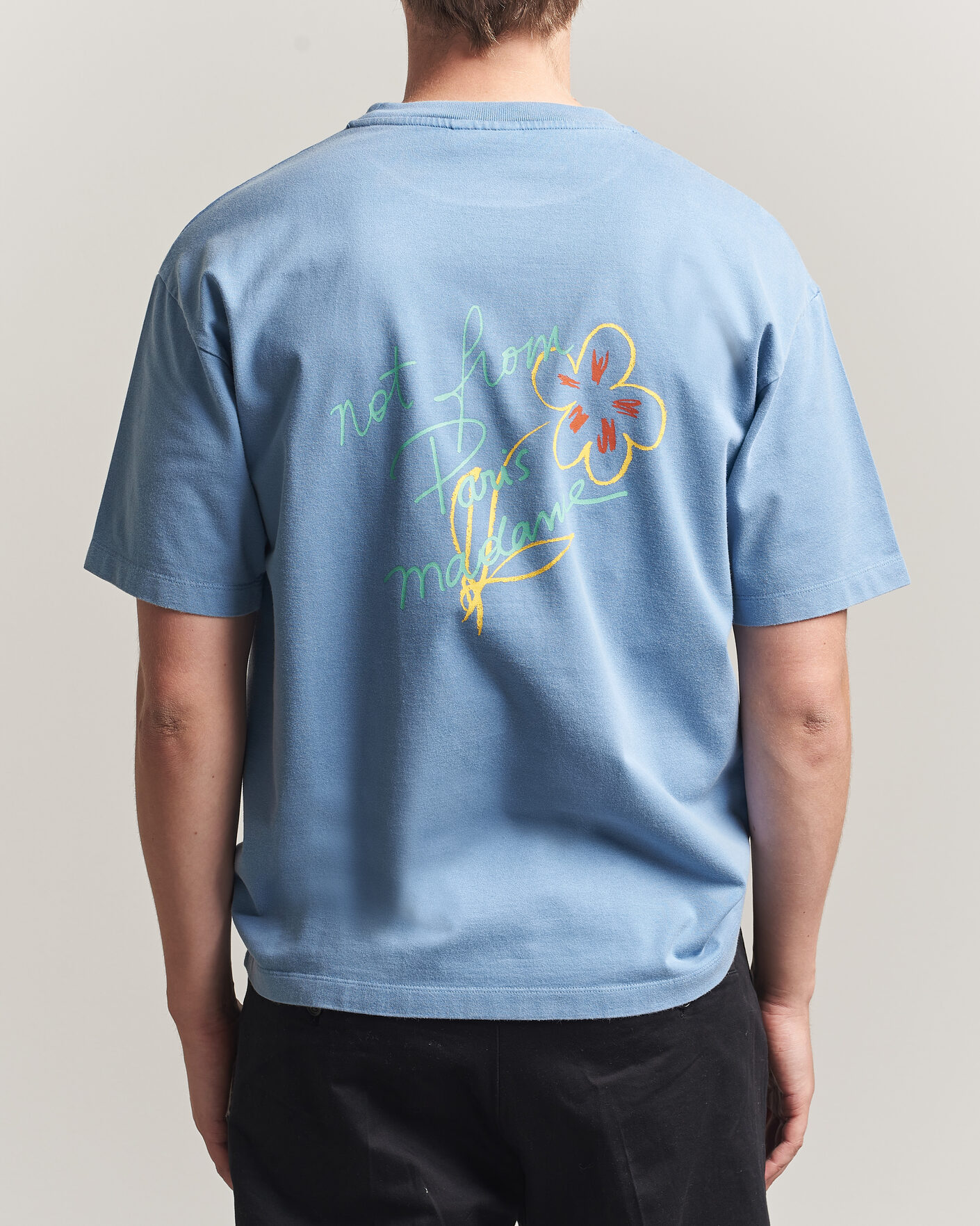 Men | T-Shirts | Drôle de Monsieur | Esquisse Slogan T-shirt Light Blue