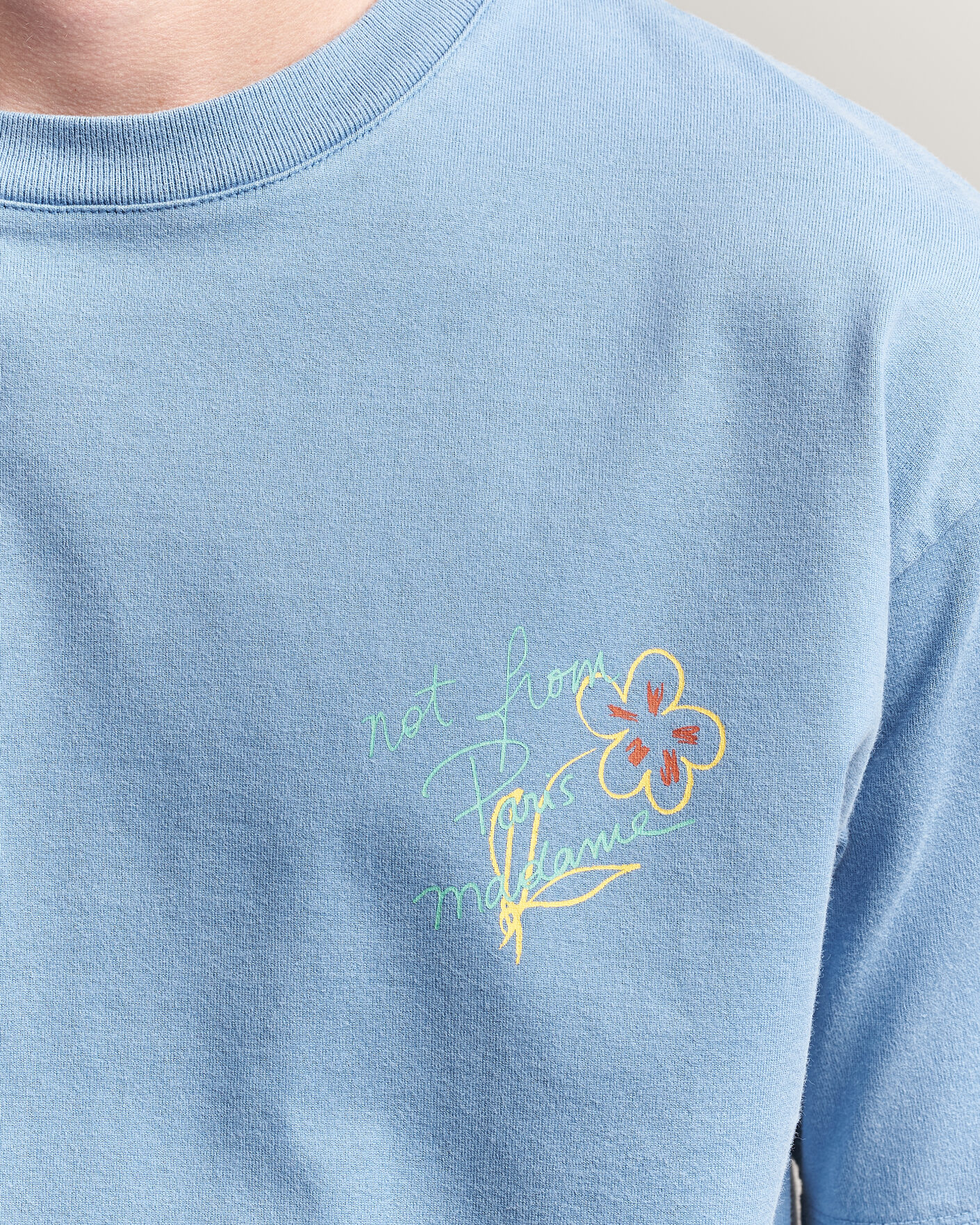 Men | T-Shirts | Drôle de Monsieur | Esquisse Slogan T-shirt Light Blue