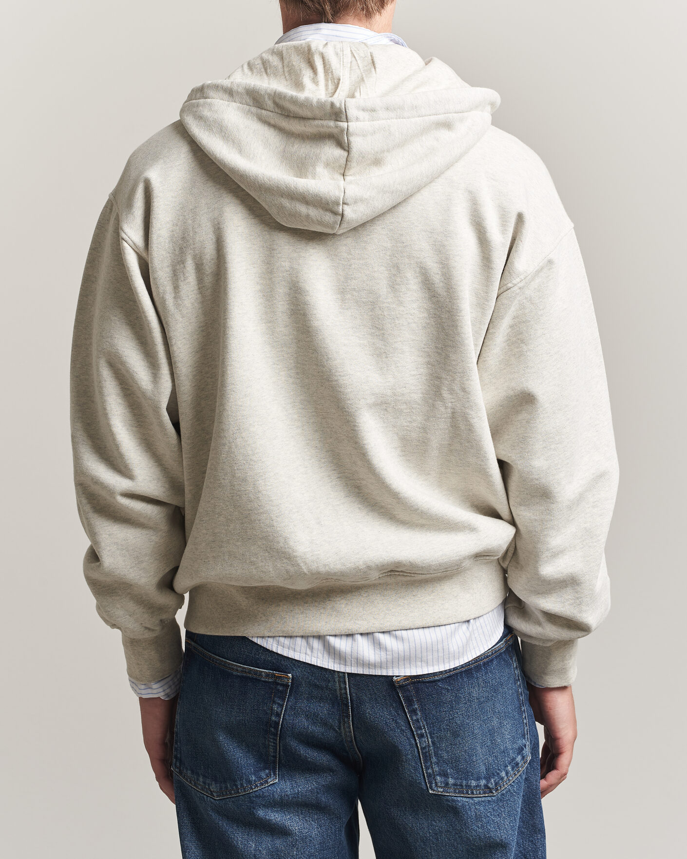 Men | Sweaters & Knitwear | Drôle de Monsieur | Slogan Full Zip Hoodie Grey