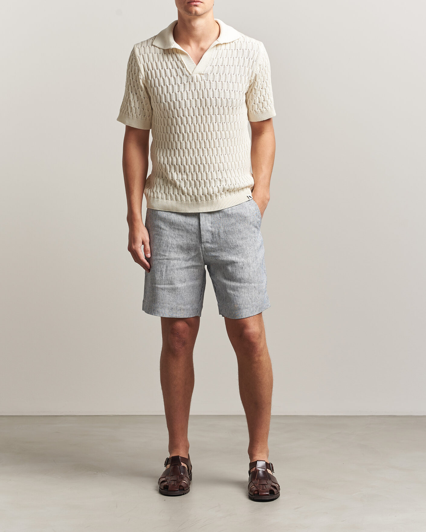 Men | Shorts | Peregrine | Windsor Linen Shorts Navy Stripe