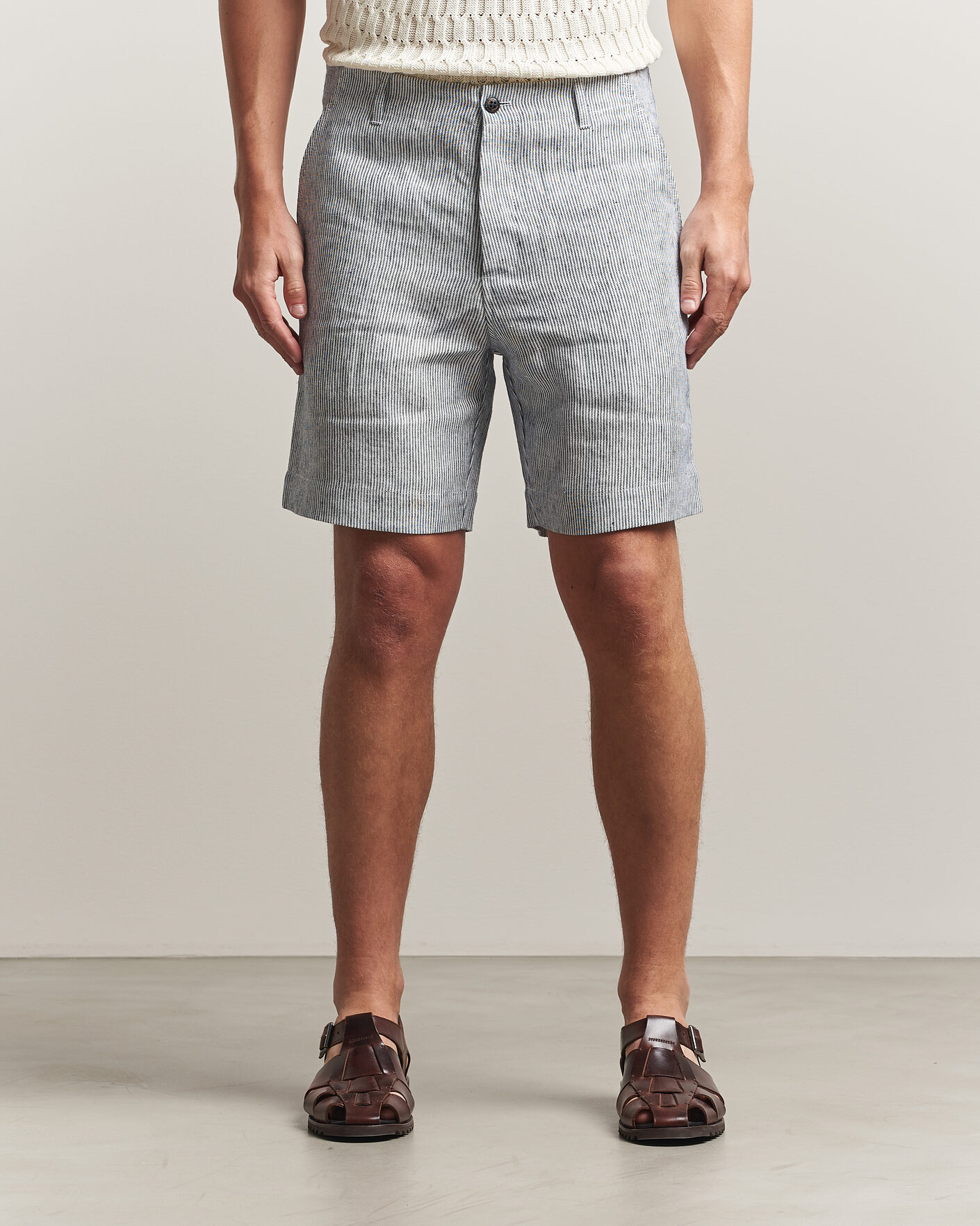 Men | Shorts | Peregrine | Windsor Linen Shorts Navy Stripe
