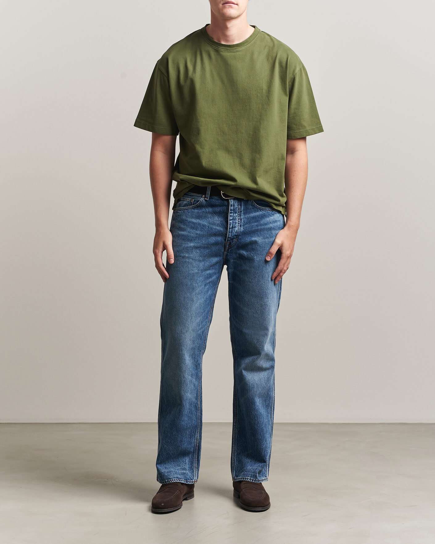 Men | T-Shirts | Massimo Alba | Nevis Brushed Cotton T-Shirt Moss Green
