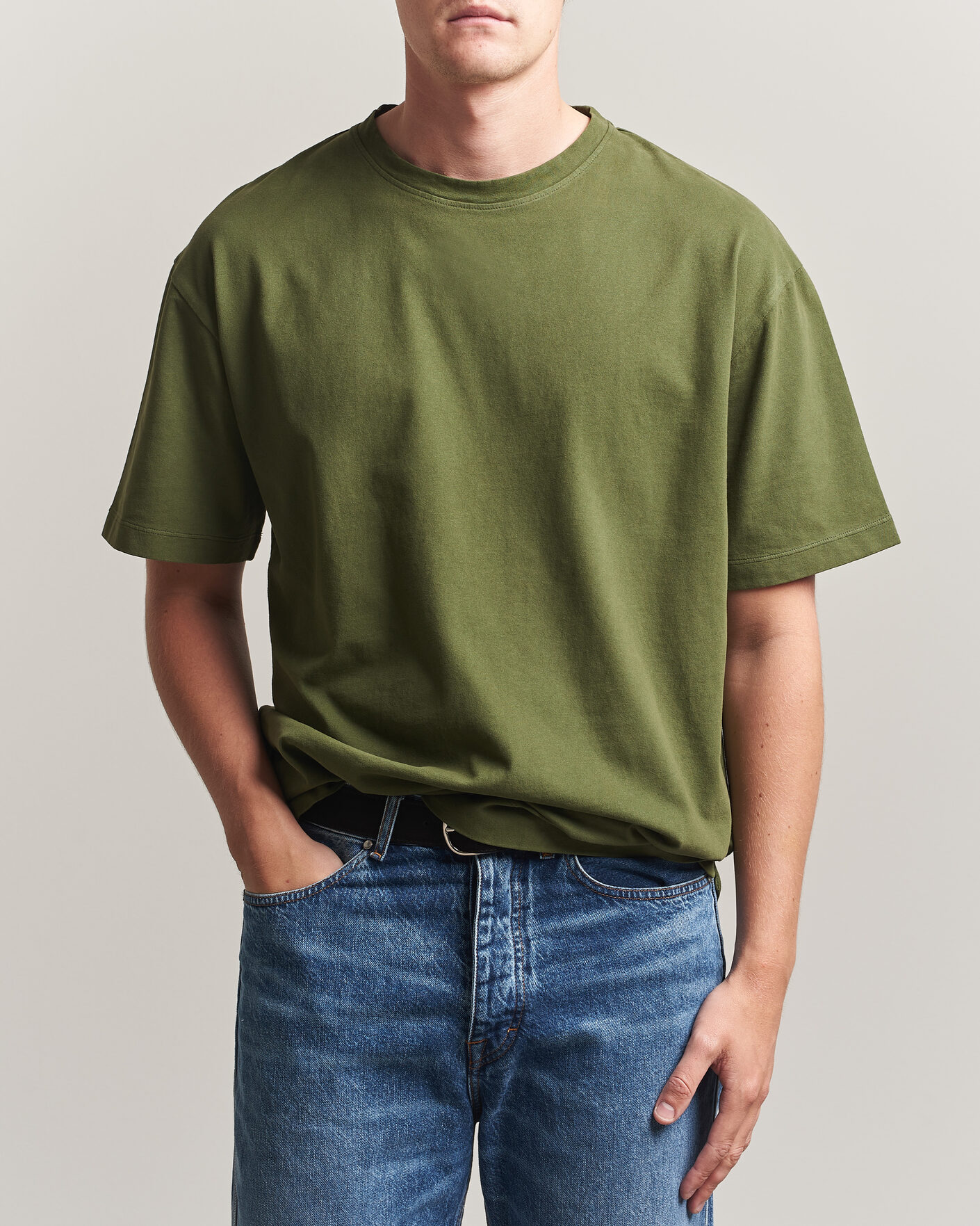 Men | T-Shirts | Massimo Alba | Nevis Brushed Cotton T-Shirt Moss Green