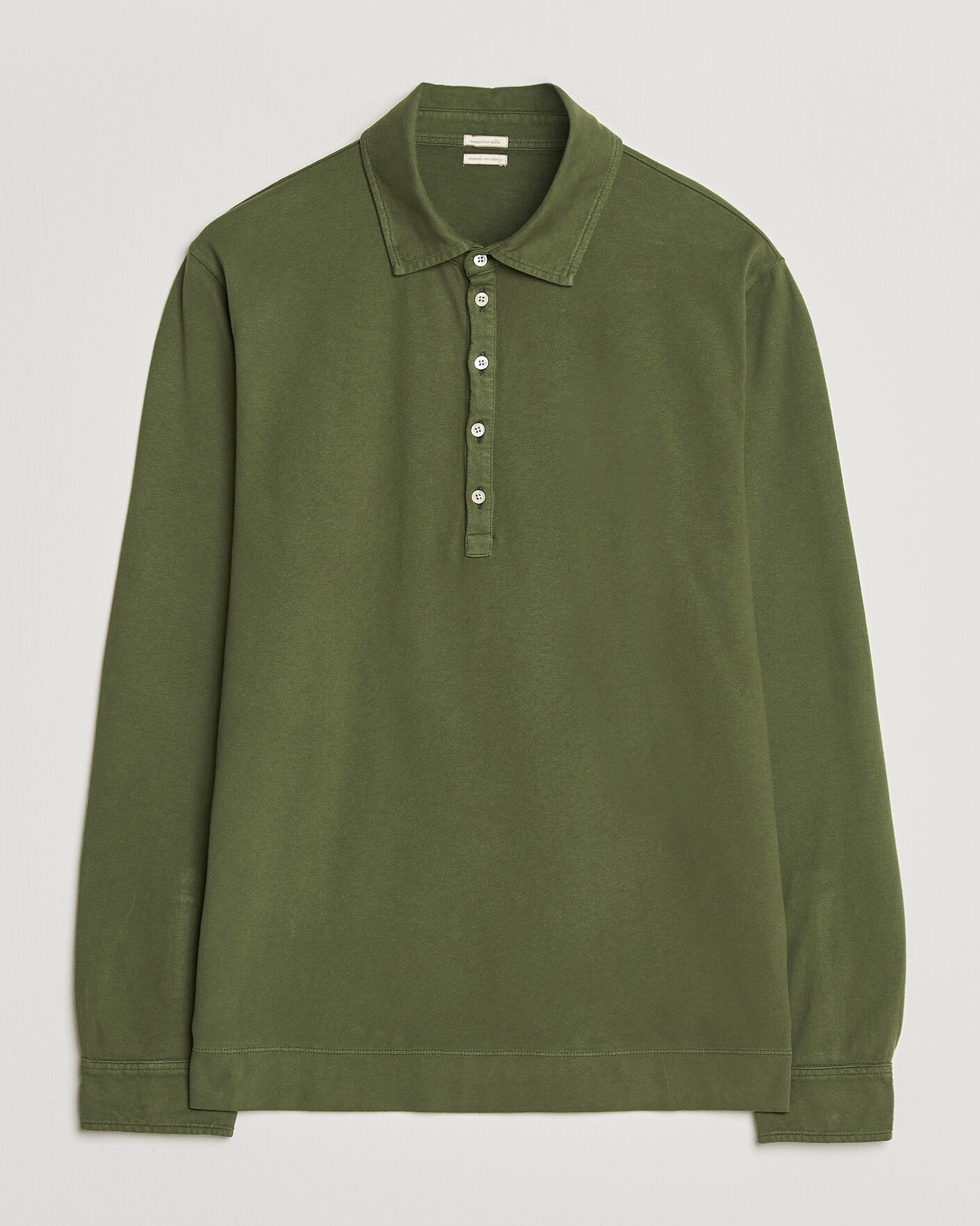 Men | Polo Shirts | Massimo Alba | Raya Long Sleeve Polo Moss Green