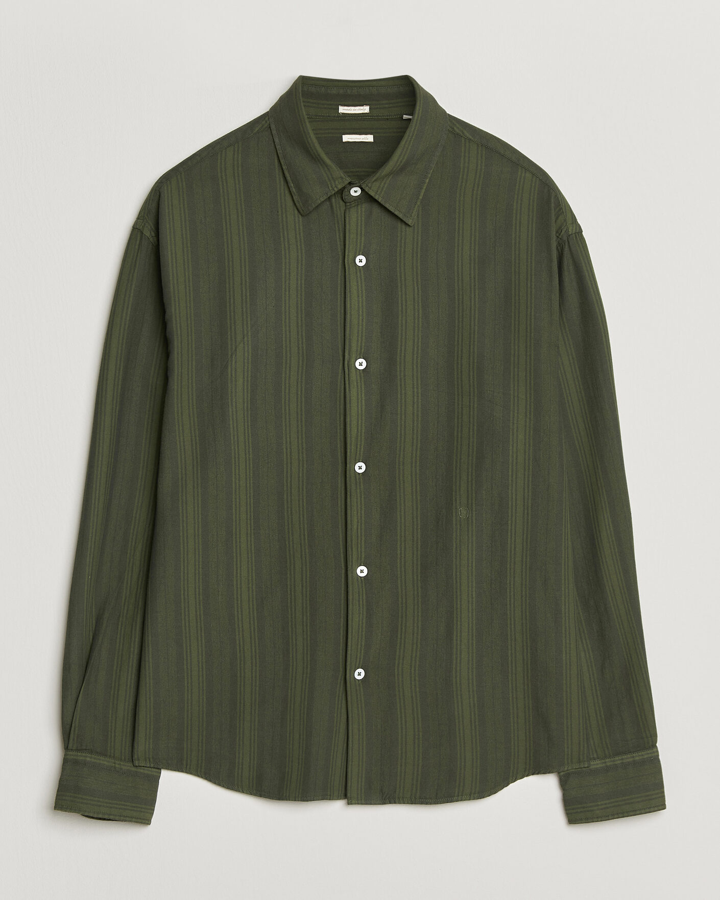 Men | Shirts | Massimo Alba | Boxy Striped Cotton Shirt Moss Green