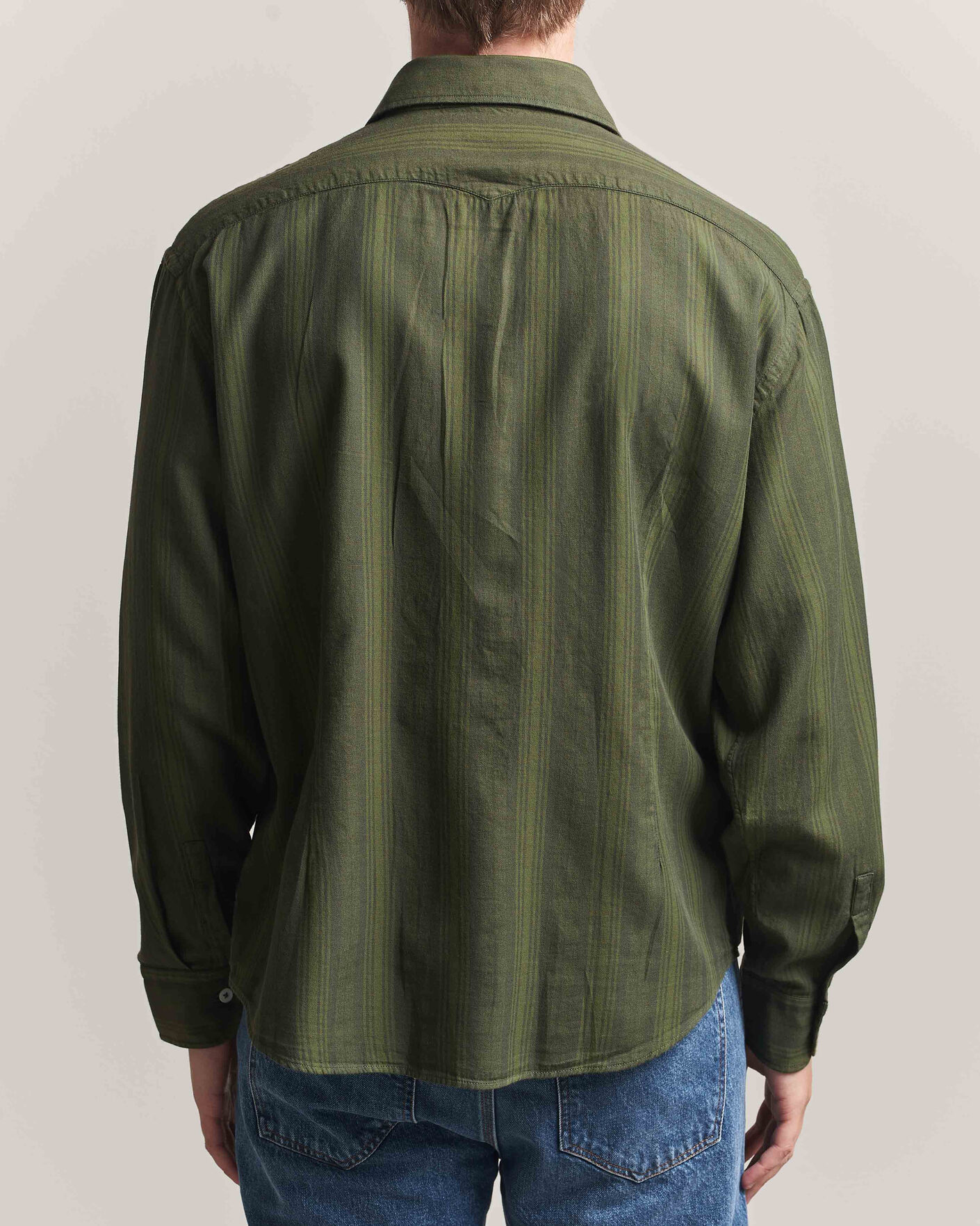 Men | Shirts | Massimo Alba | Boxy Striped Cotton Shirt Moss Green