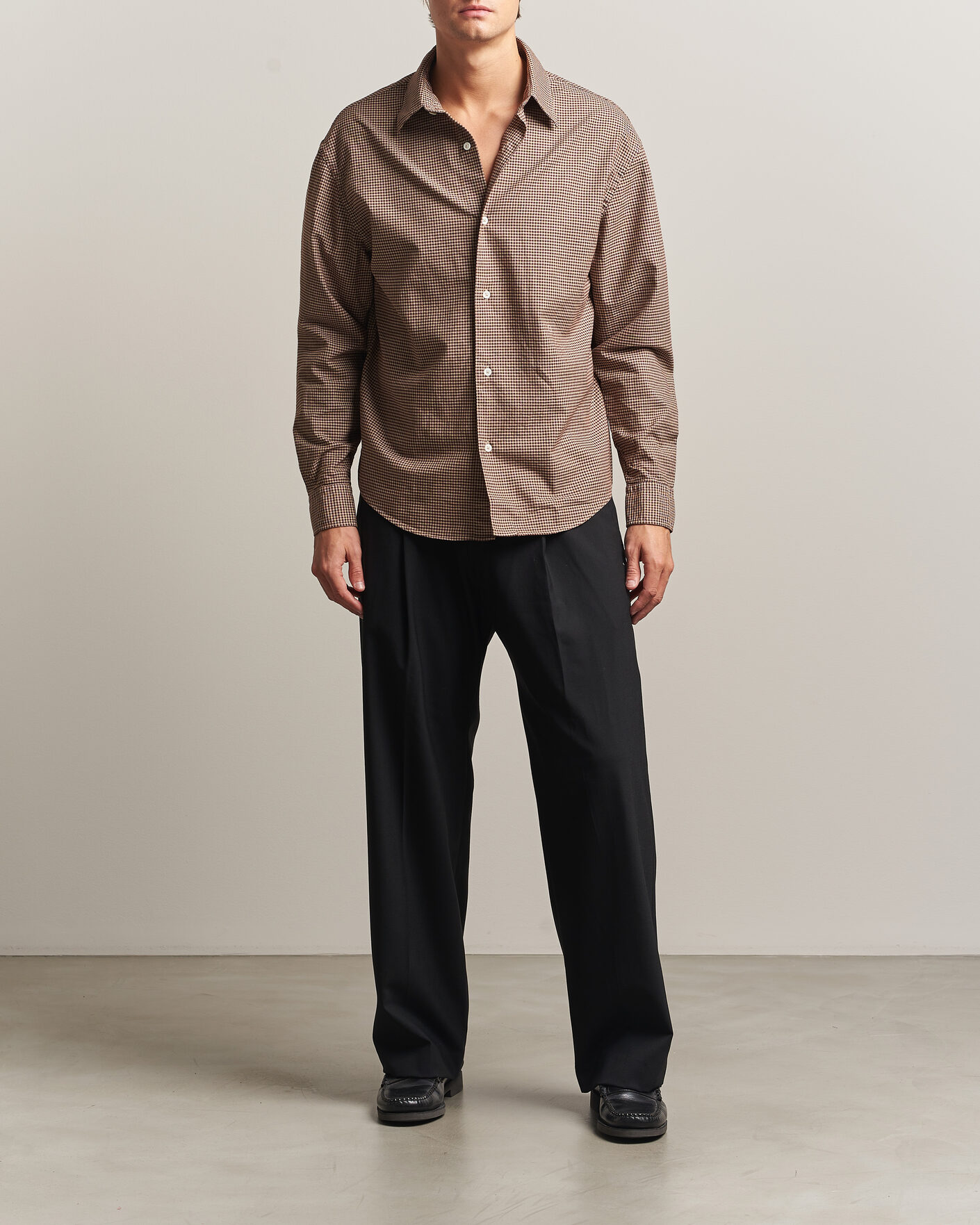 Men | Shirts | Massimo Alba | Boxy Microcheck Shirt Fossil