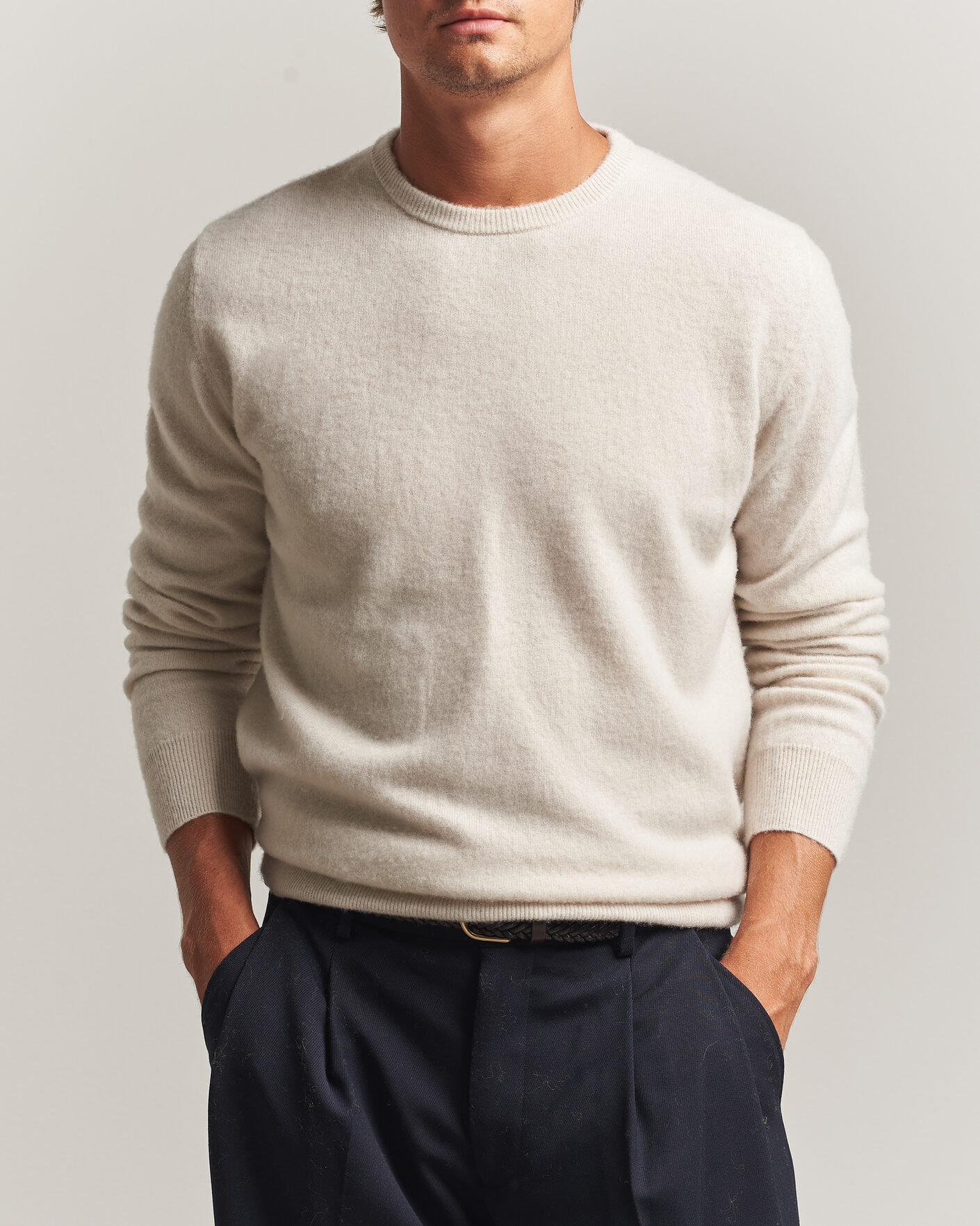 Men | Sweaters & Knitwear | Massimo Alba | Kane Brushed Cashmere Sweater Magnolia