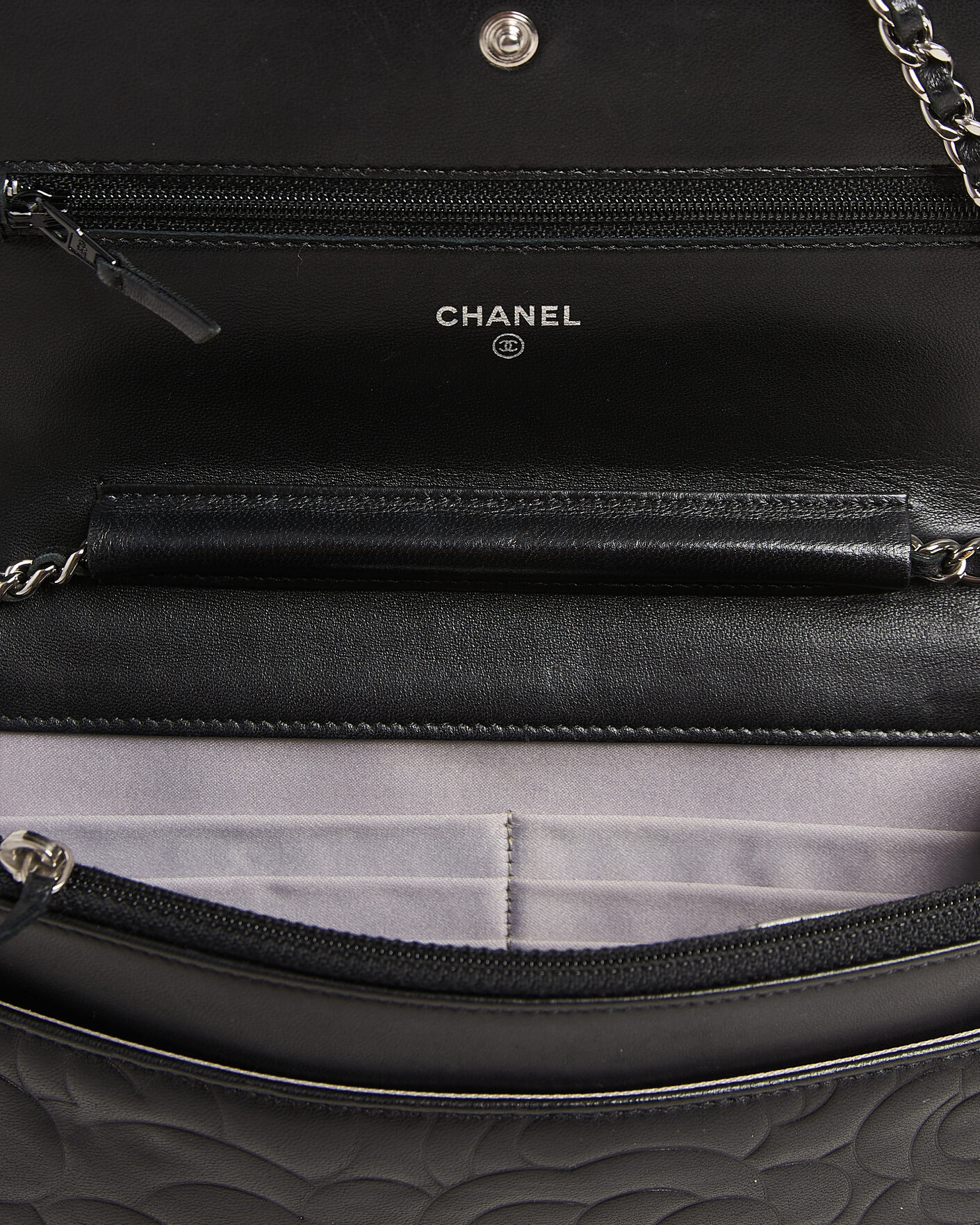 Men | Pre-Owned & Vintage Bags | Chanel Pre-Owned | Wallet On Chain Camelia Lambskin Black