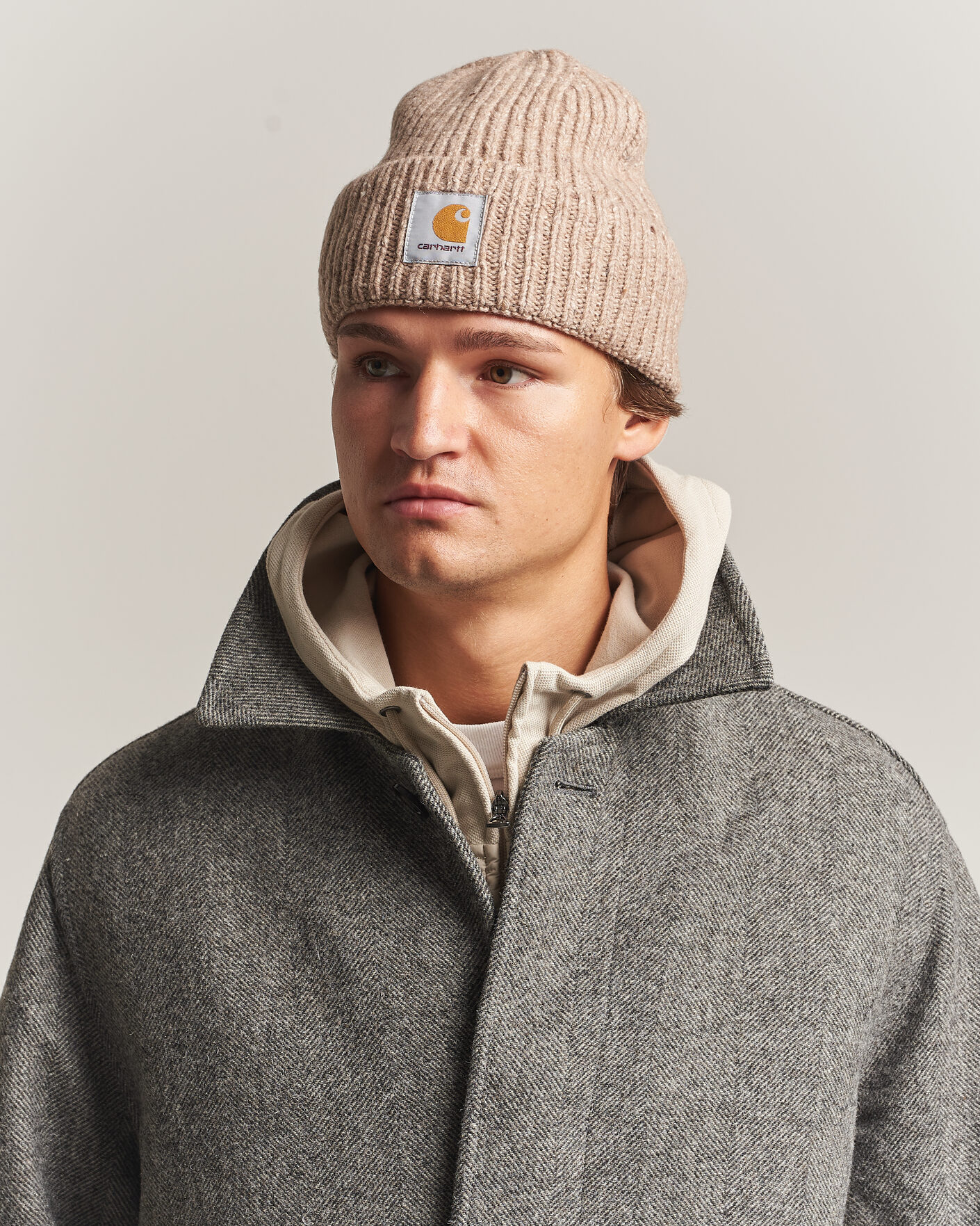 Men | Beanies | Carhartt WIP | Anglistic Wool/Cotton Beanie Specled Fleur De Sel