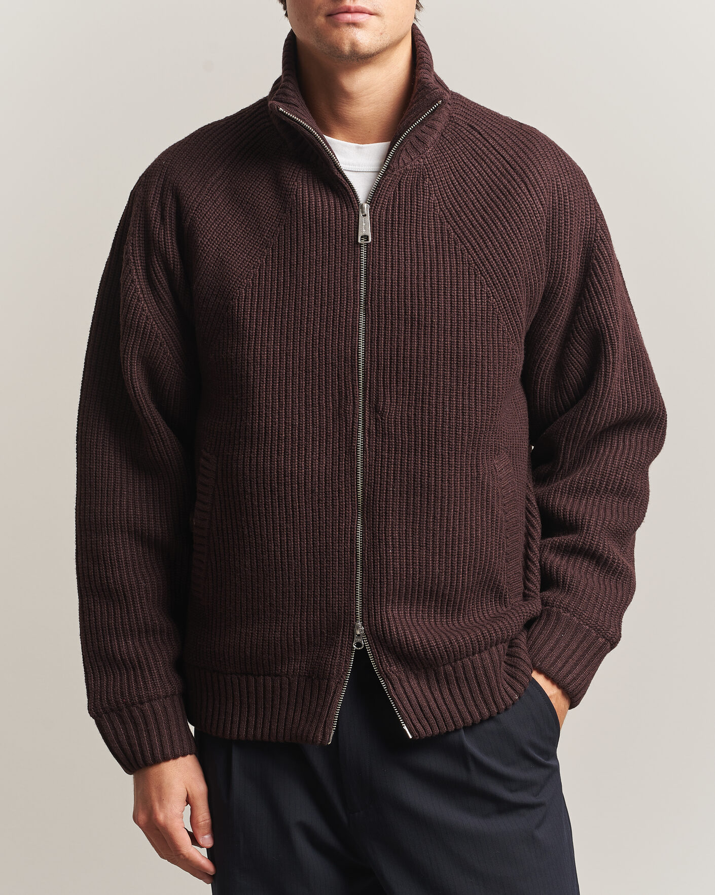Men | Sweaters & Knitwear | Carhartt WIP | Bandley Padded Wool Mix Full Zip Palisander Brown
