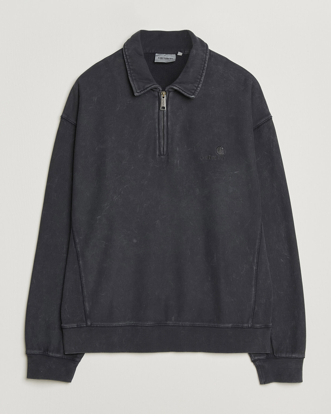 Men | Sweaters & Knitwear | Carhartt WIP | Lambert Washed Polo Sweatshirt Black Moon Wash