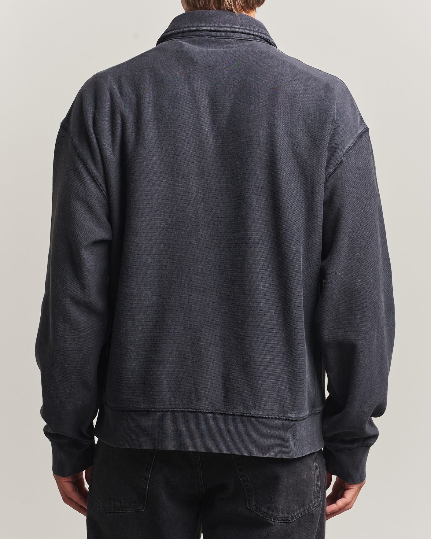 Men | Sweaters & Knitwear | Carhartt WIP | Lambert Washed Polo Sweatshirt Black Moon Wash