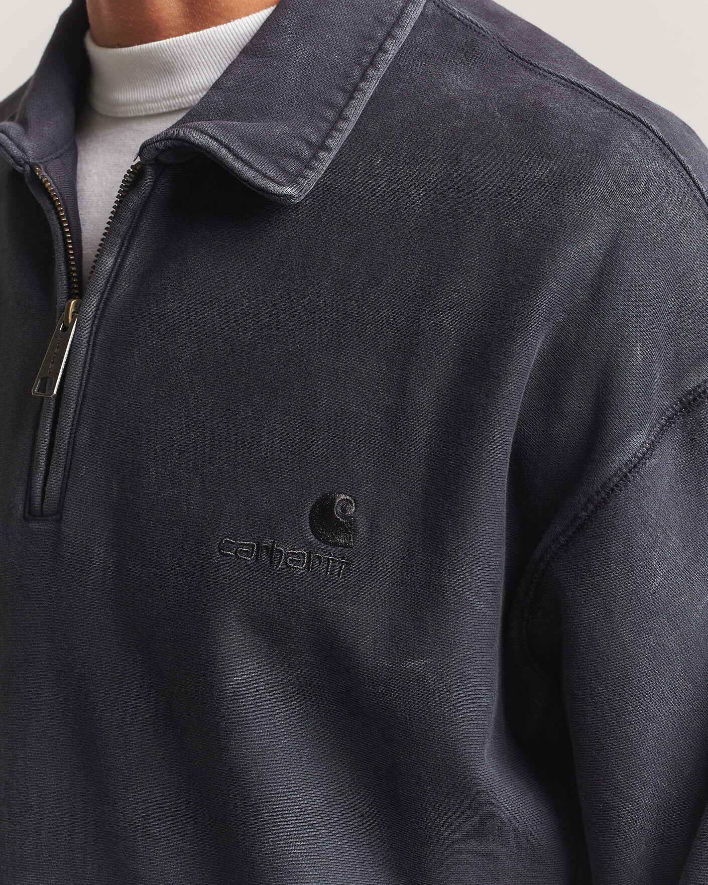 Men | Sweaters & Knitwear | Carhartt WIP | Lambert Washed Polo Sweatshirt Black Moon Wash