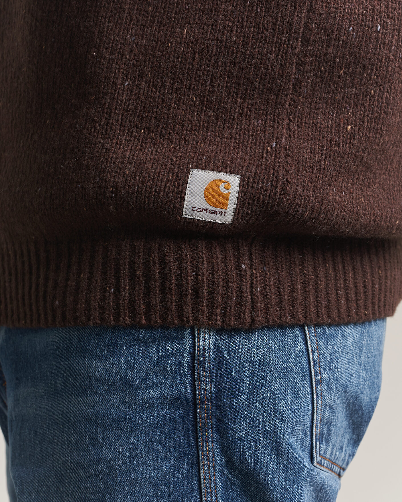 Men | Sweaters & Knitwear | Carhartt WIP | Anglistic Wool/Cotton Sweater Tobacco