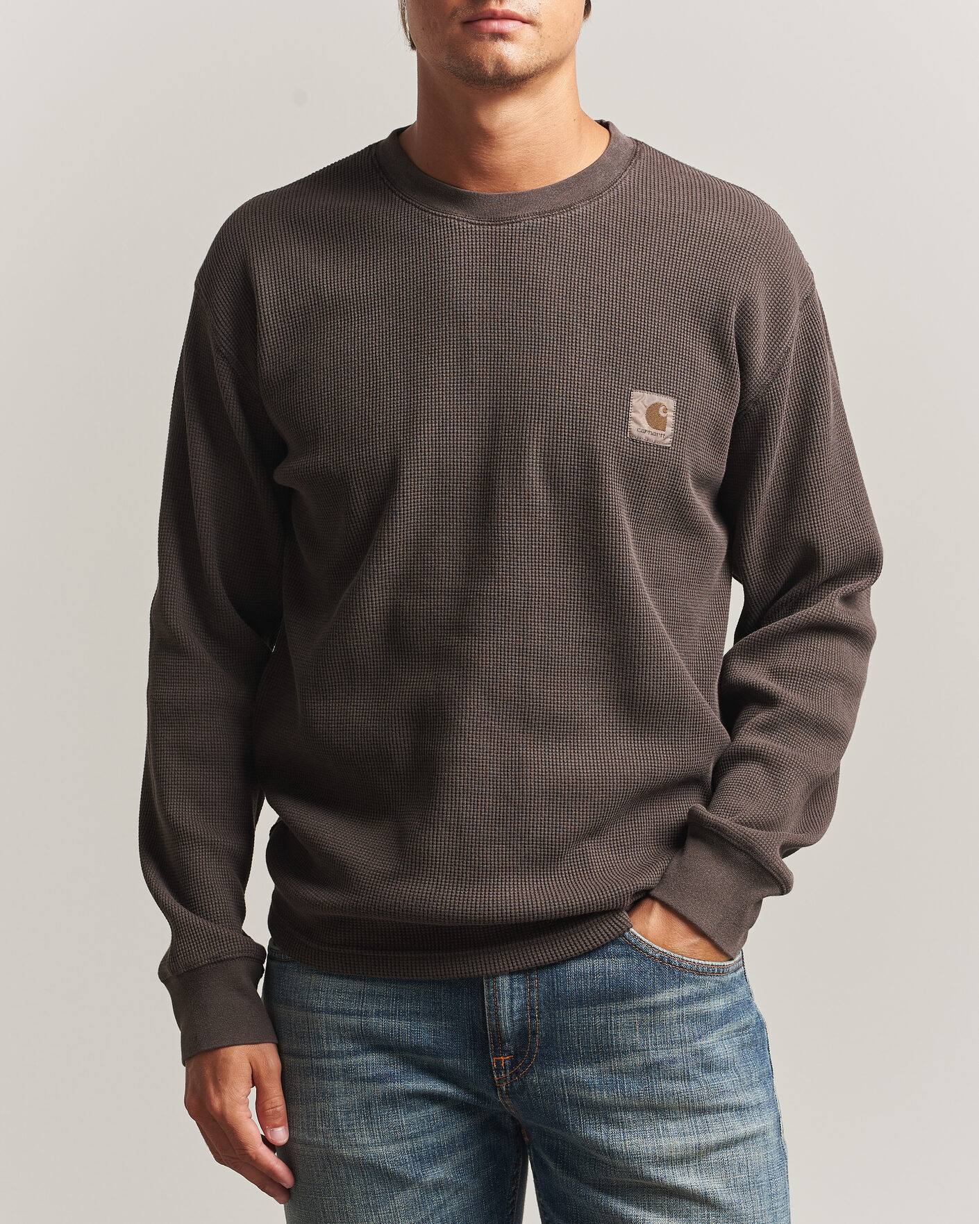 Men | T-Shirts | Carhartt WIP | Long Sleeve Waffle T-Shirt Tobacco